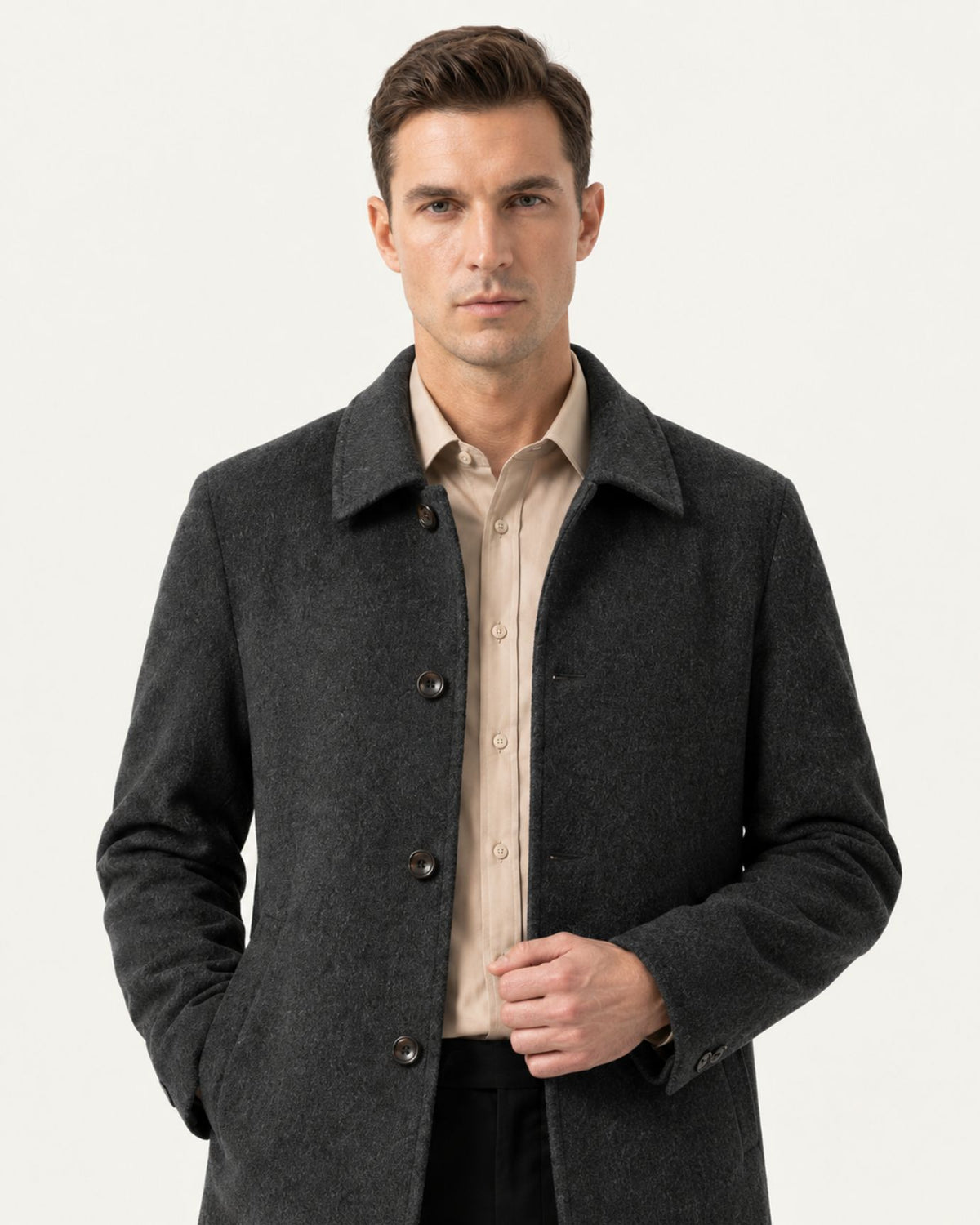 Hamptons Lined Wool Coat with Lapels