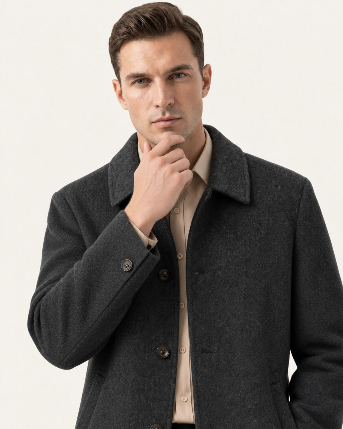 Hamptons Lined Wool Coat with Lapels