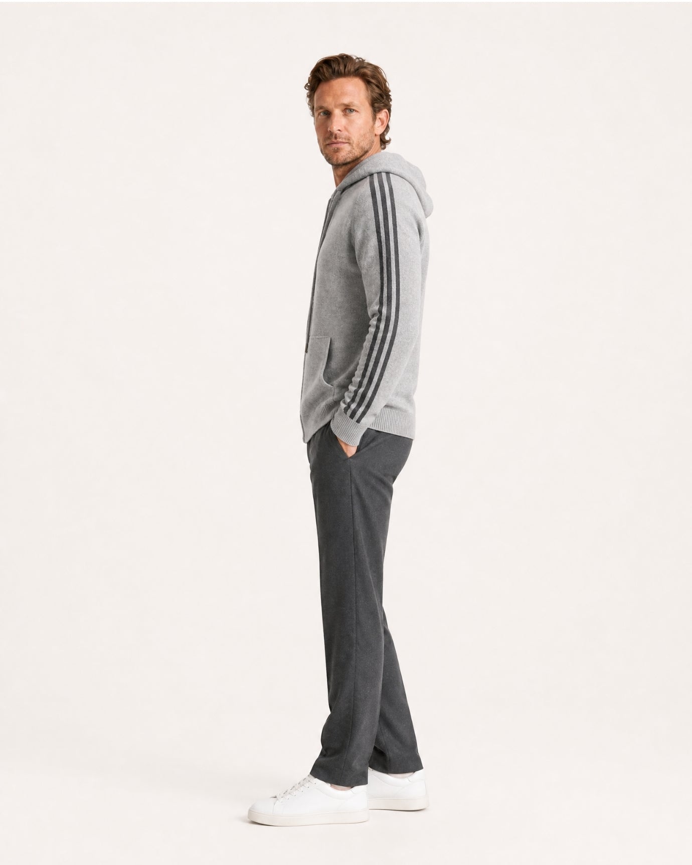 Wool Cashmere Blend Full-Zip Hoodie Line