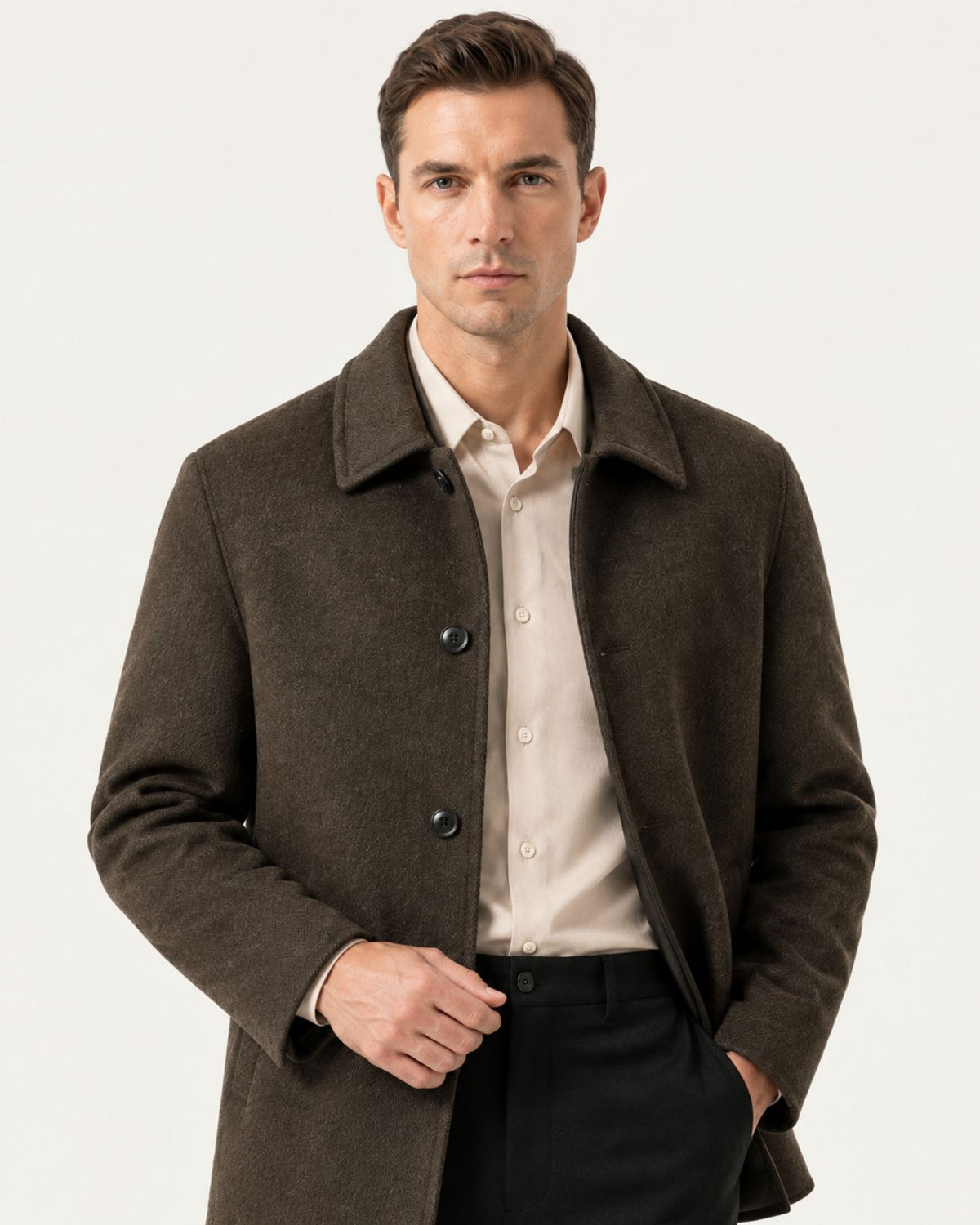 Hamptons Lined Wool Coat with Lapels