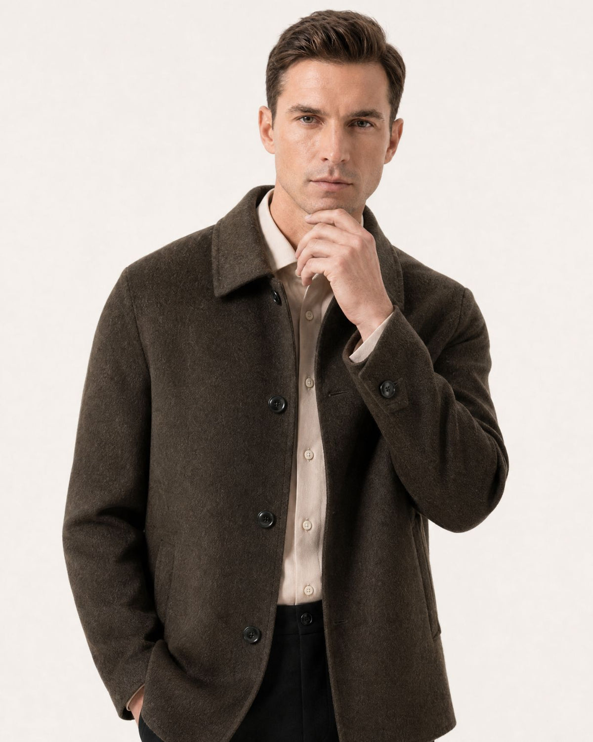 Hamptons Lined Wool Coat with Lapels