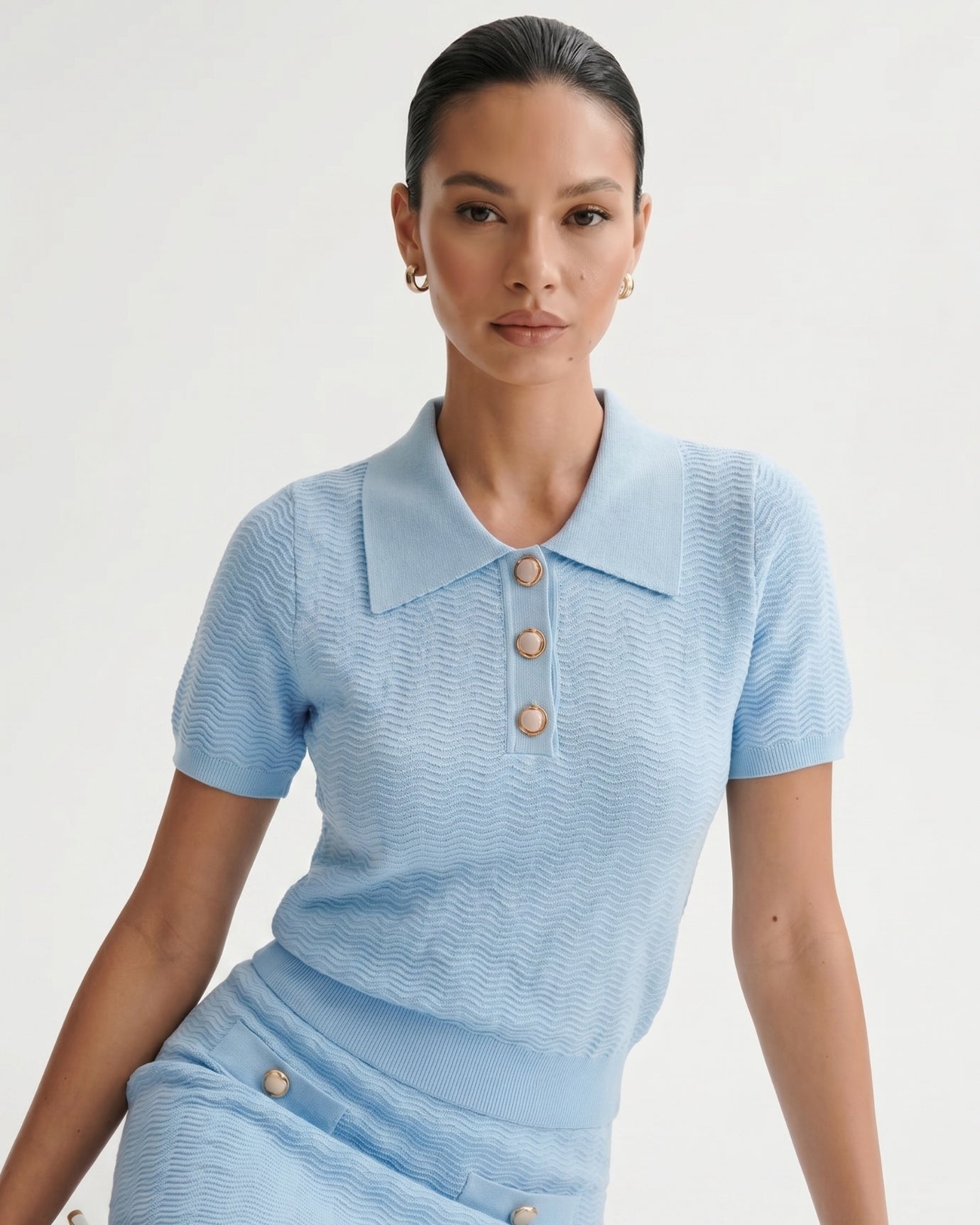 Mira Hellblaues Set: Polo & Rock