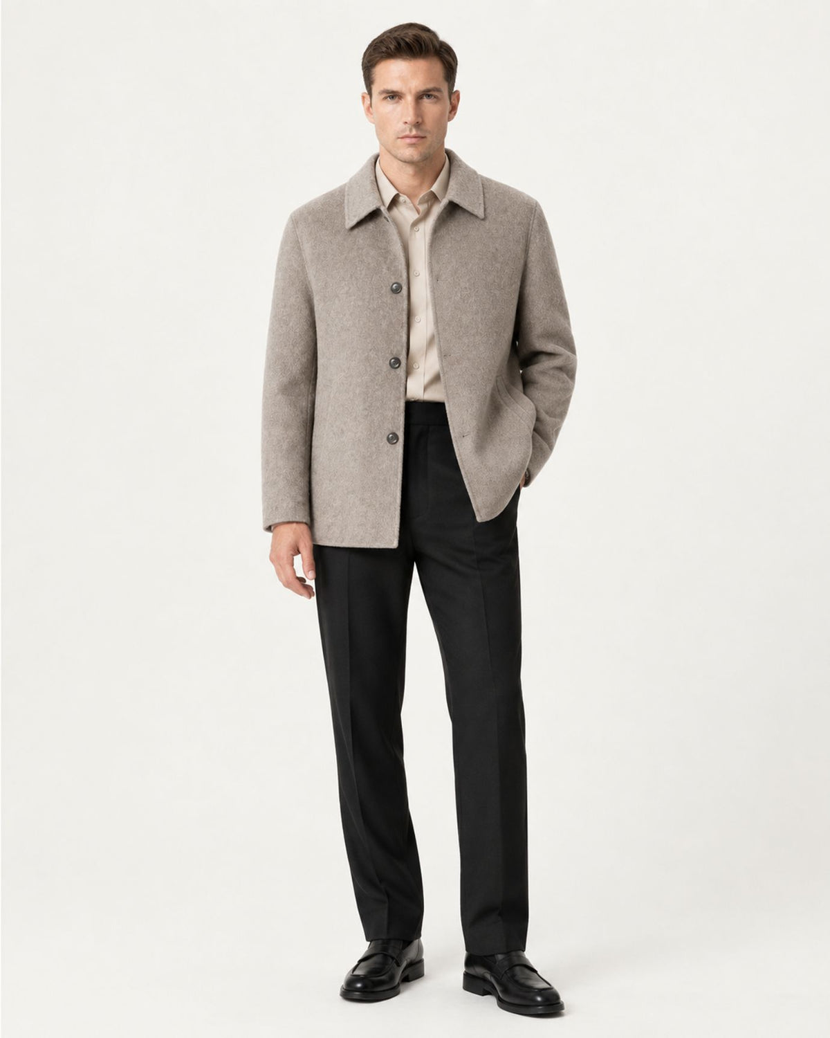 Hamptons Lined Wool Coat with Lapels