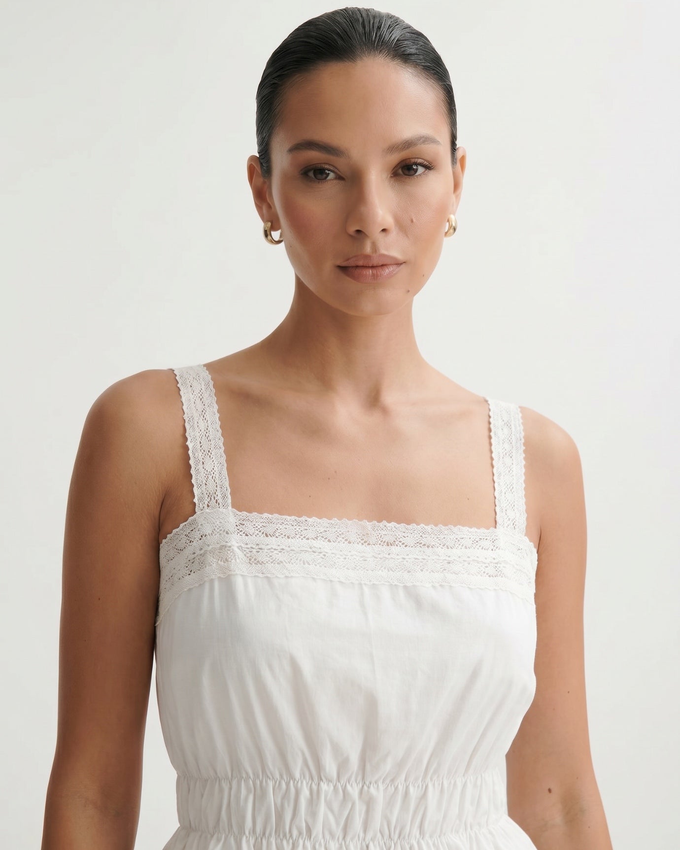 French Style White Set Lace Top + Skirt