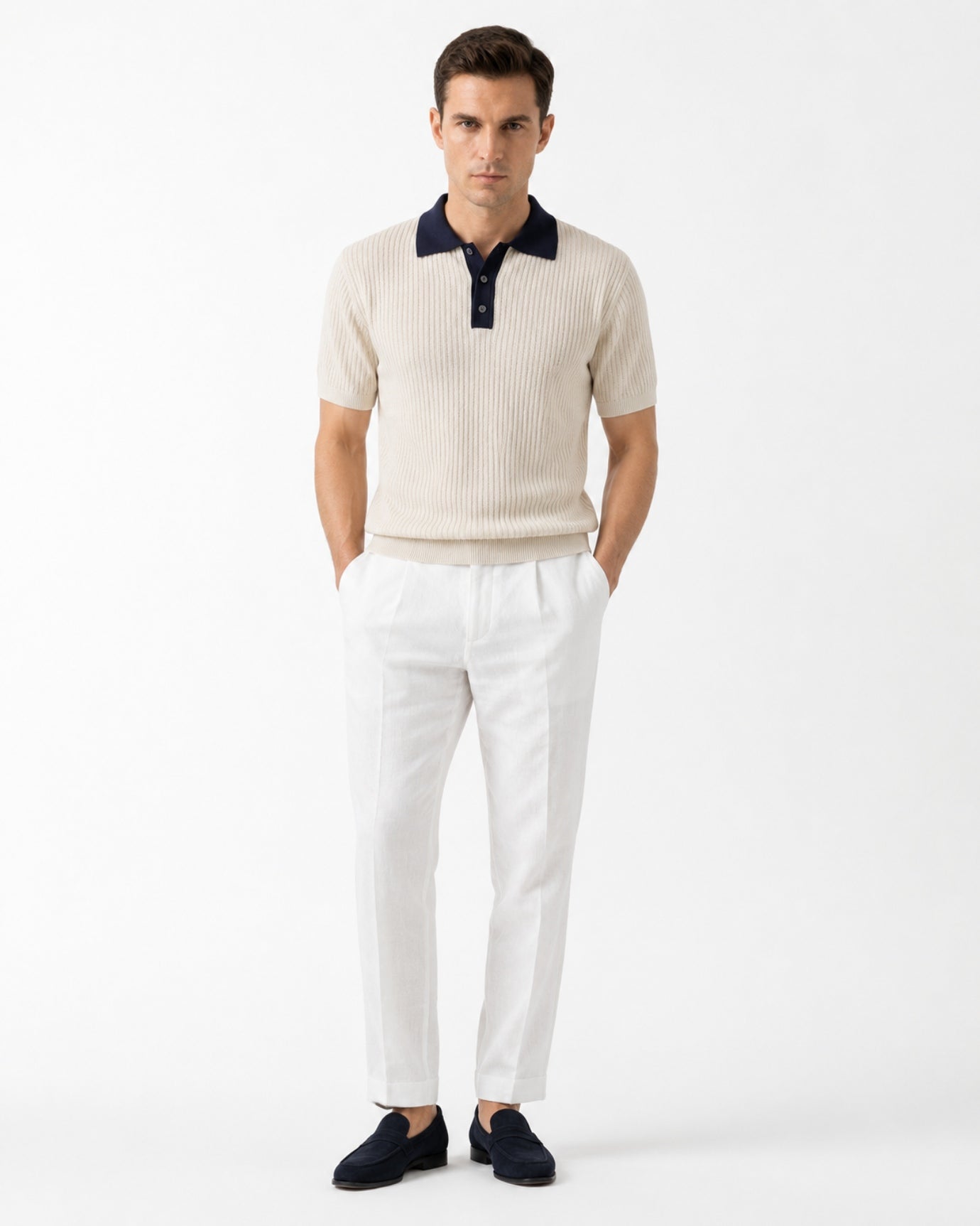 Old Money Apricot Knitted Polo