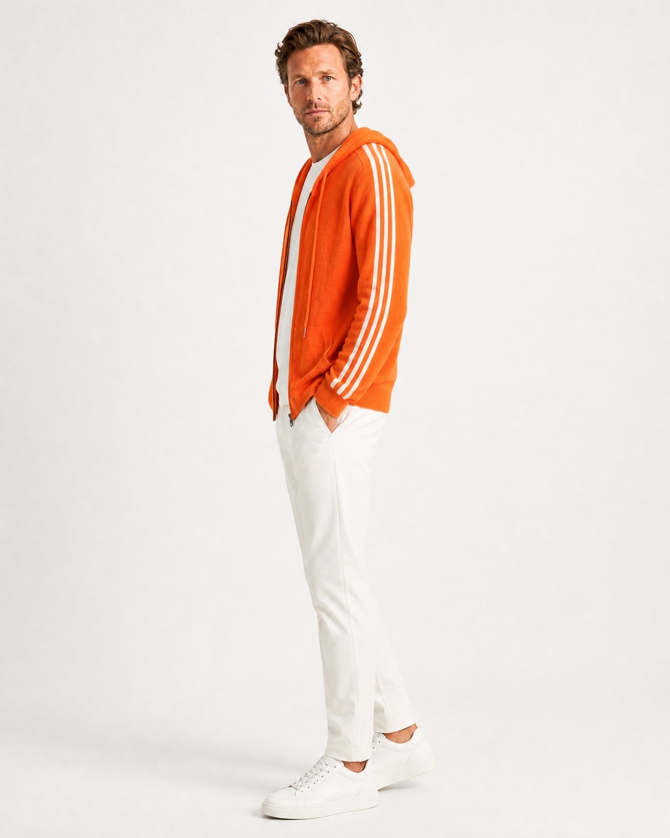 Wool Cashmere Blend Full-Zip Hoodie Line