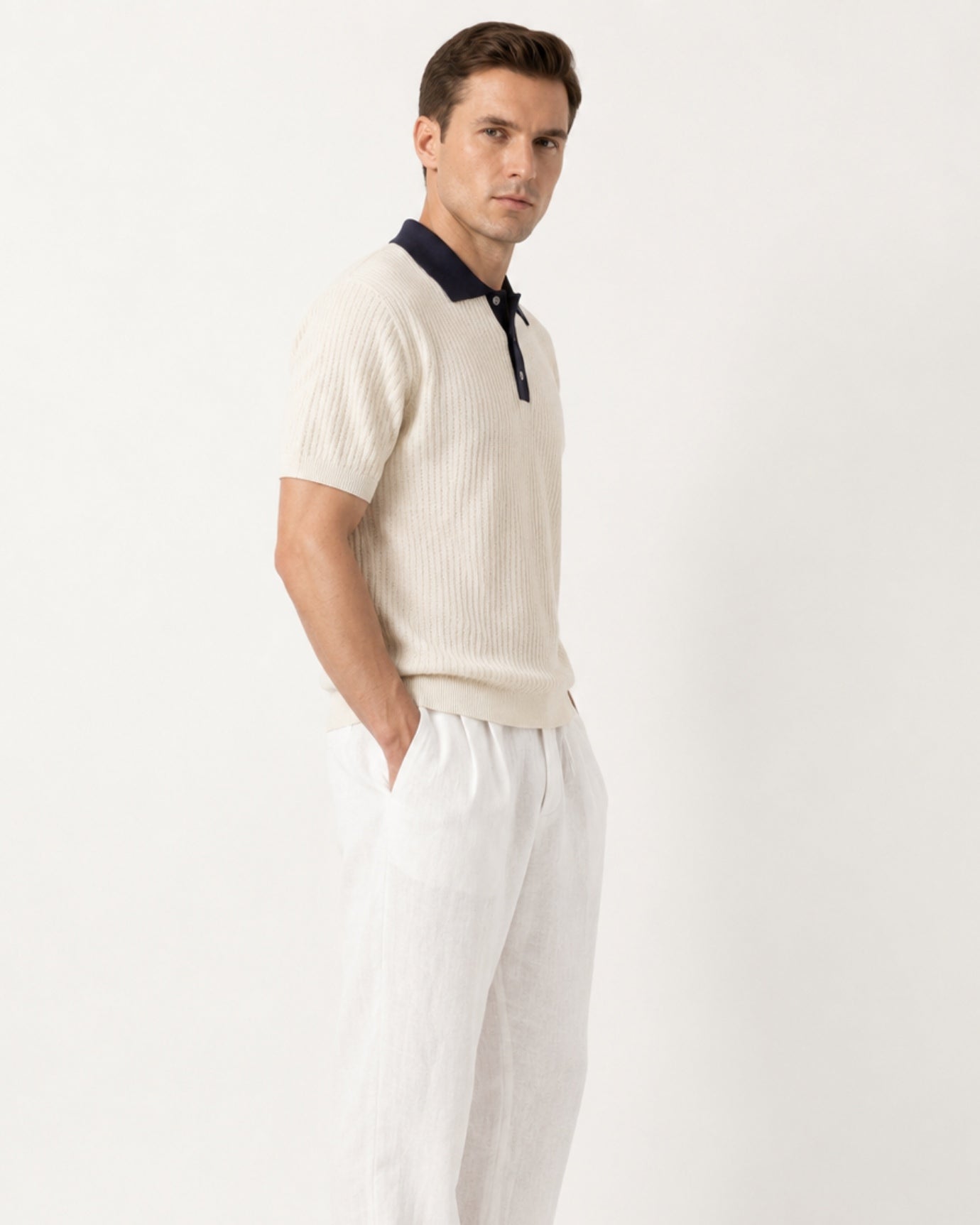 Old Money Apricot Knitted Polo