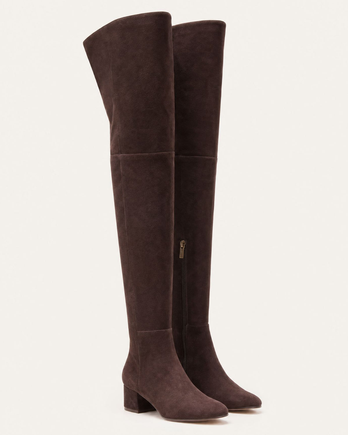 Round-Toe Low-Heel Over-the-Knee Leather Boots