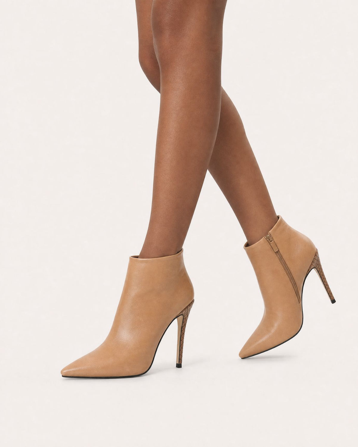 Pointed-Toe Stiletto Booties with Side Zip