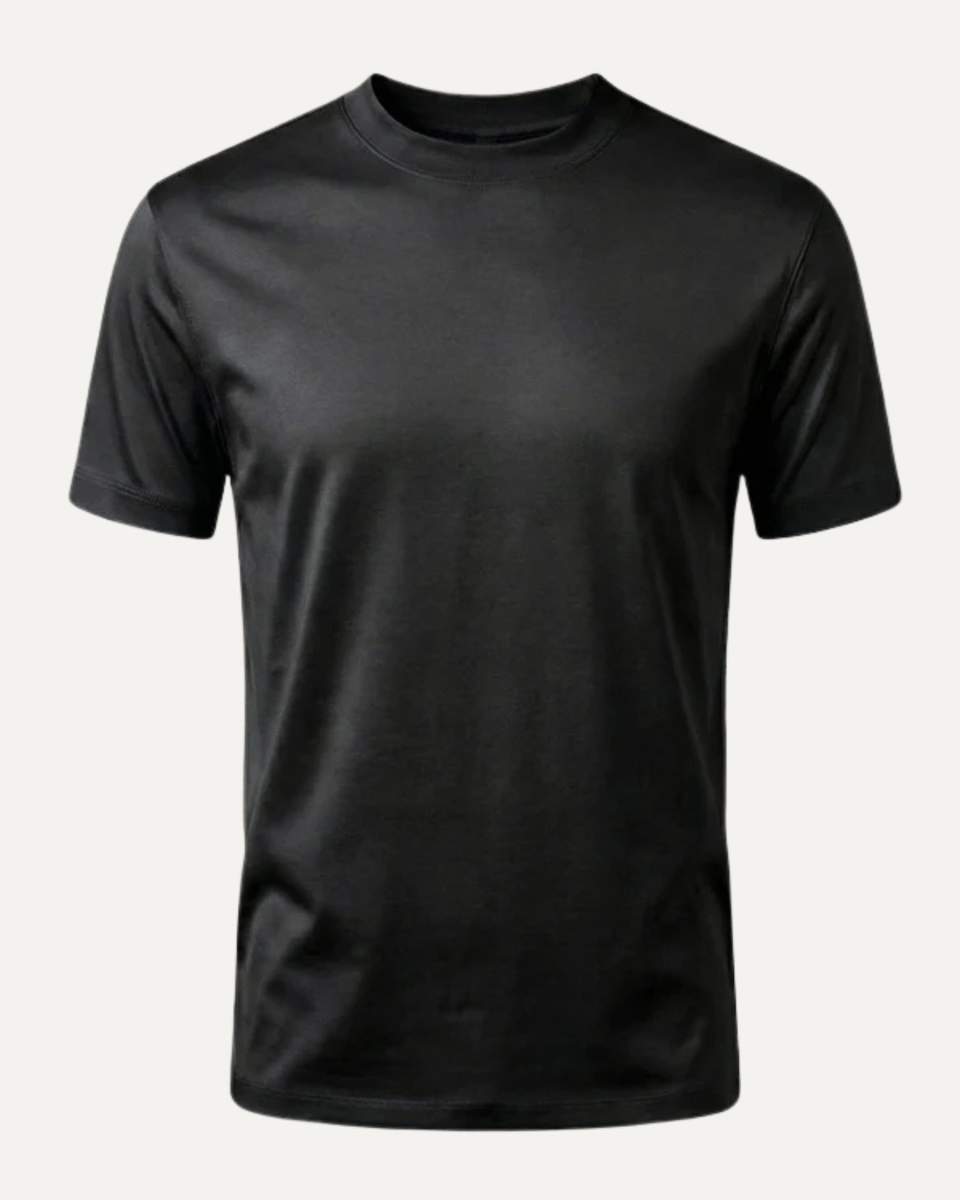 Black mercerized cotton t-shirt, round neck, classic fit for men