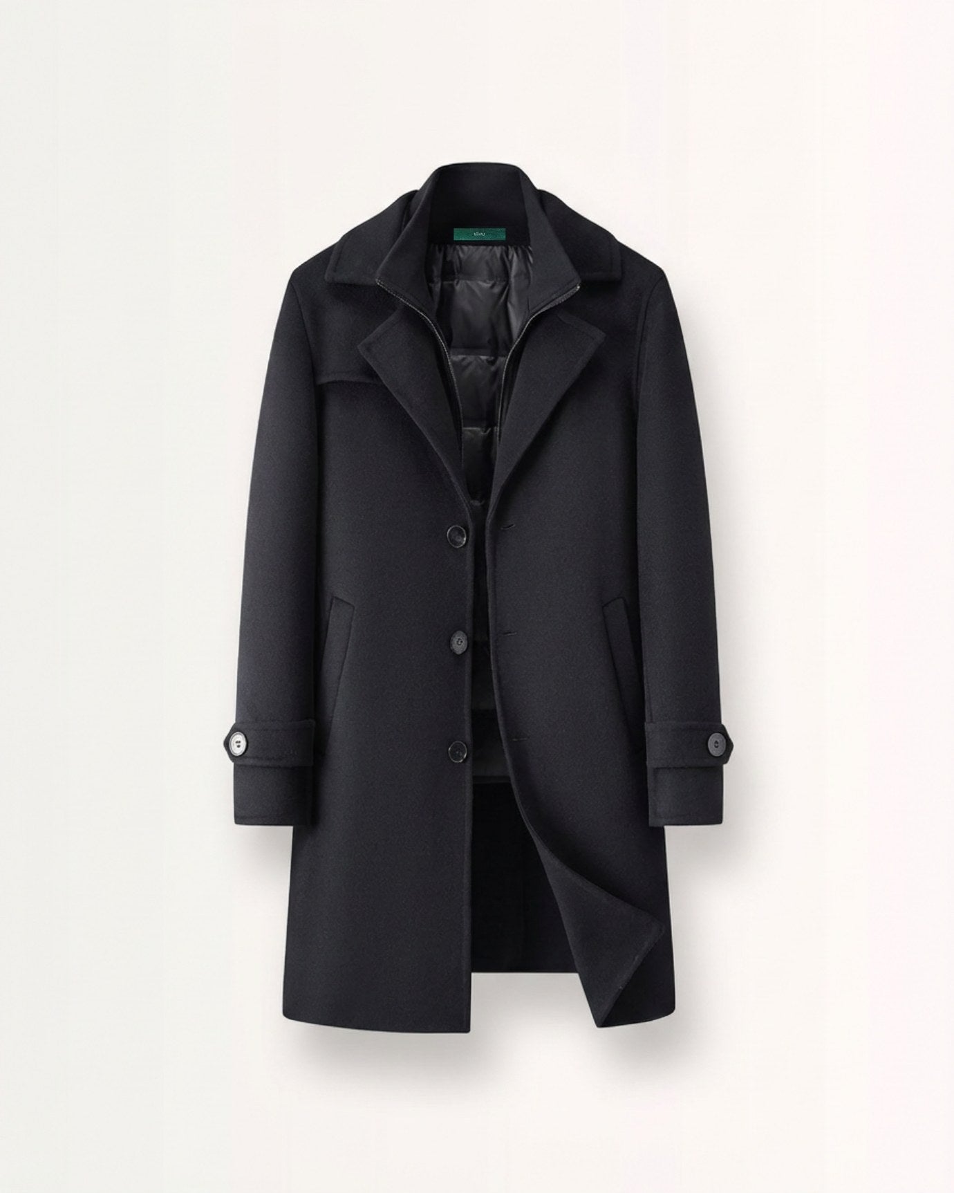 Mid-Length Wool Windbreaker with Removable Liner Coat