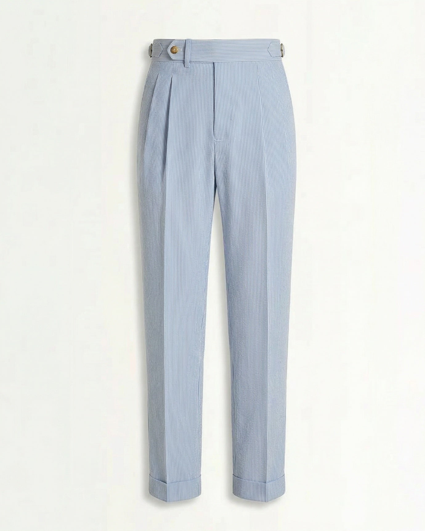 Light Blue Stripped Trousers High-Waisted