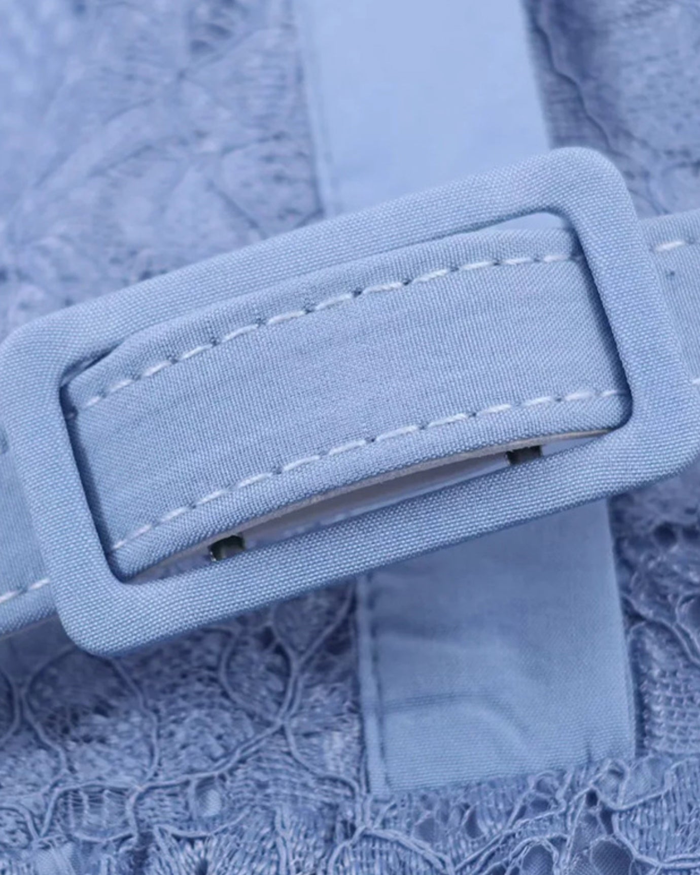 Retro Blue Dress Embroidery High Waisted