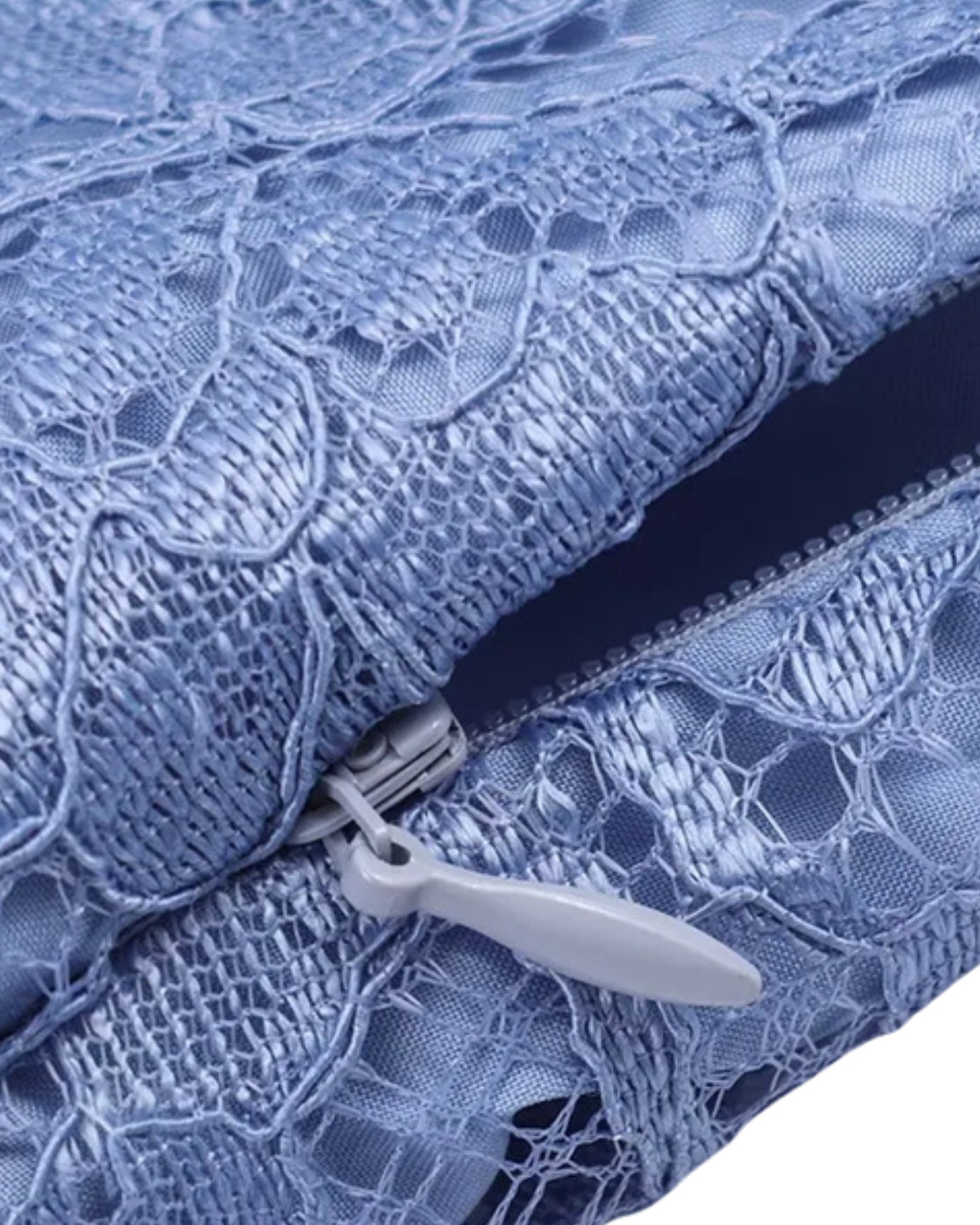 Retro Blue Dress Embroidery High Waisted