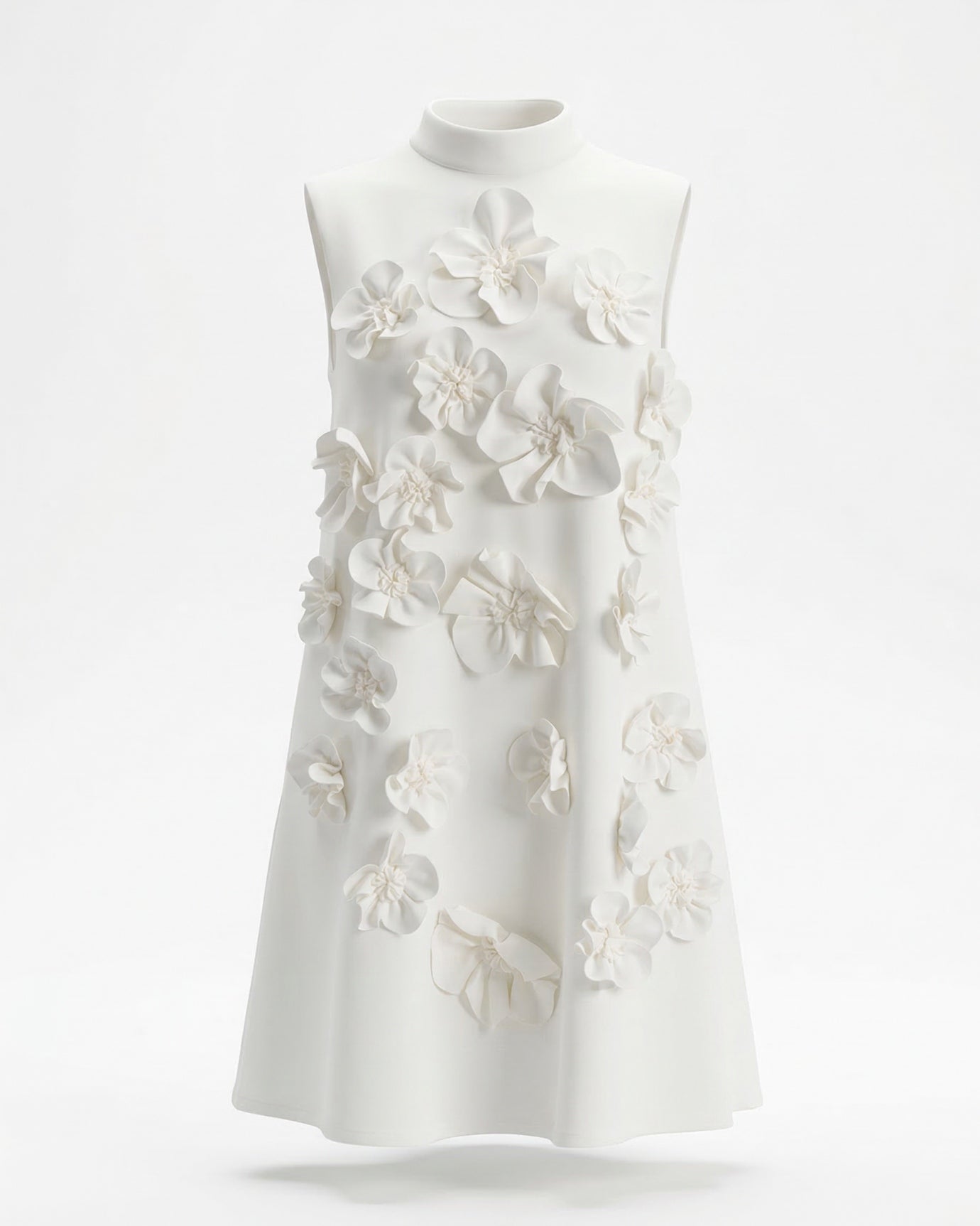 Vestido de punto con chaleco floral dimensional