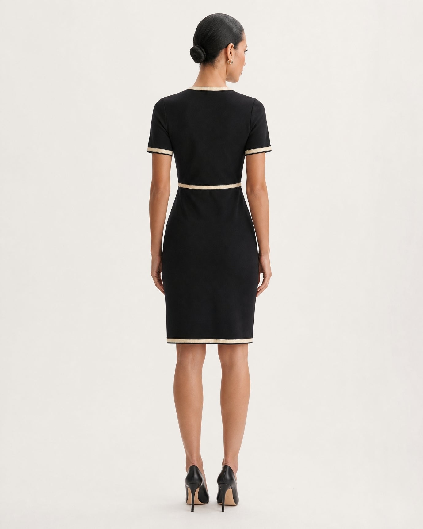 Classic Elegant Knit Little Black Dress Long Sleeve