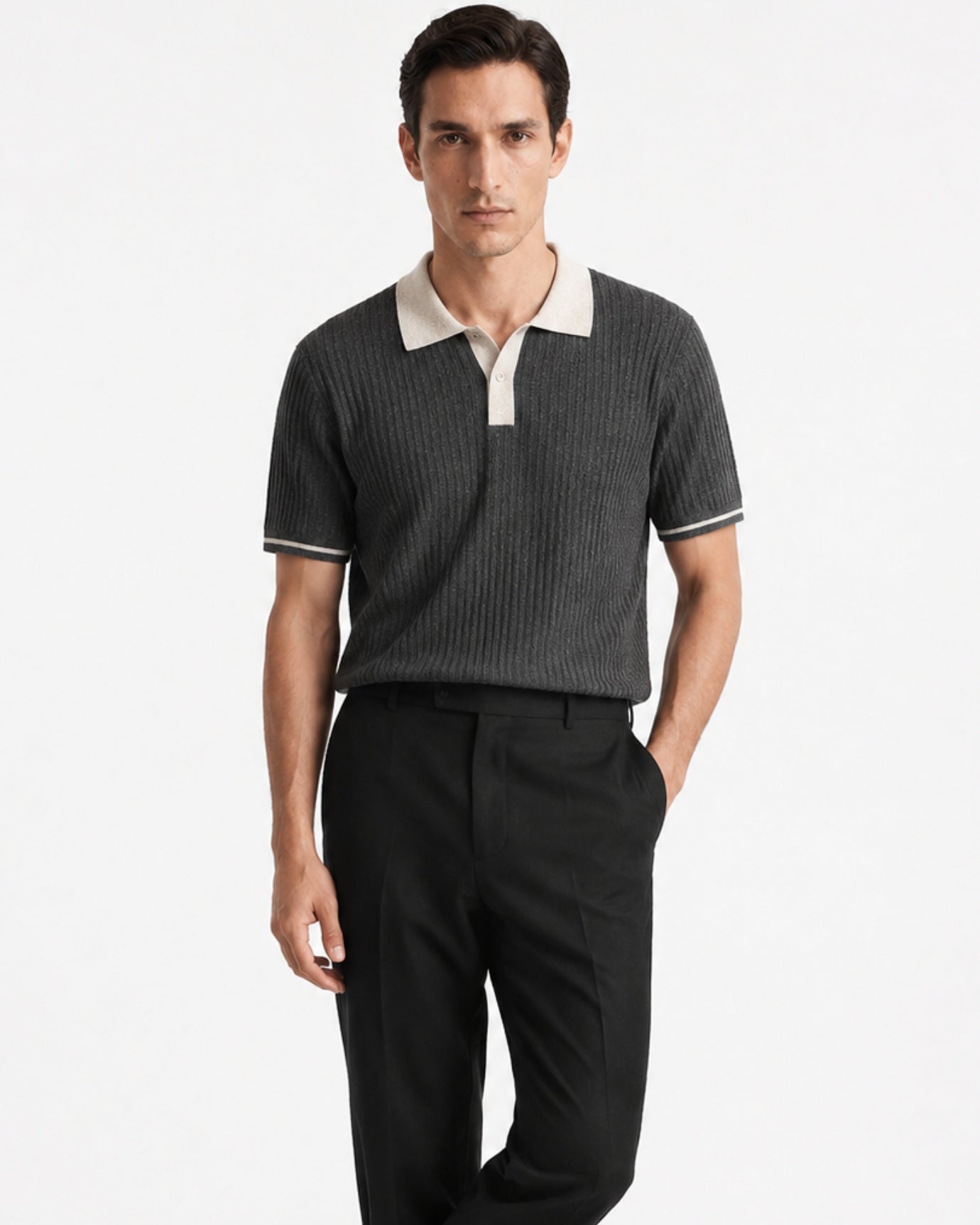 Linen Blend Knitted Polo Classy Style
