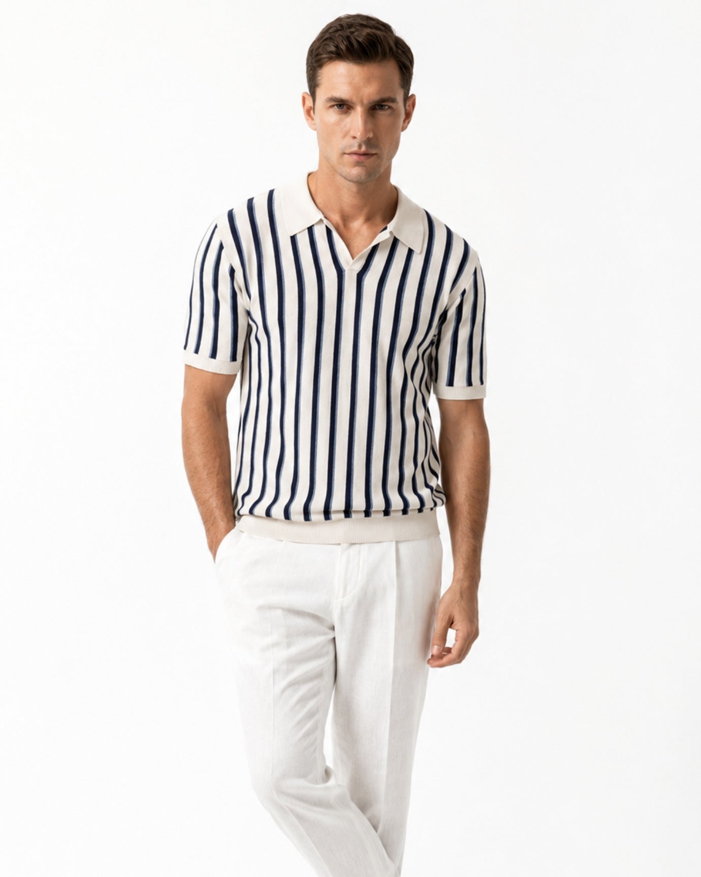Mykonos Striped Knitted Polo