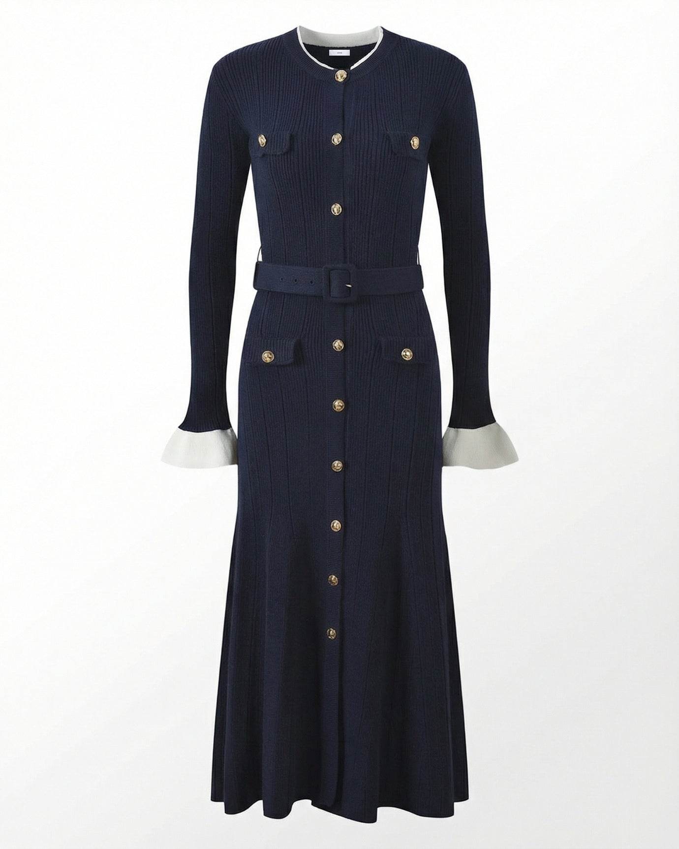 In Paris Style Long-Sleeved Dress with Belt