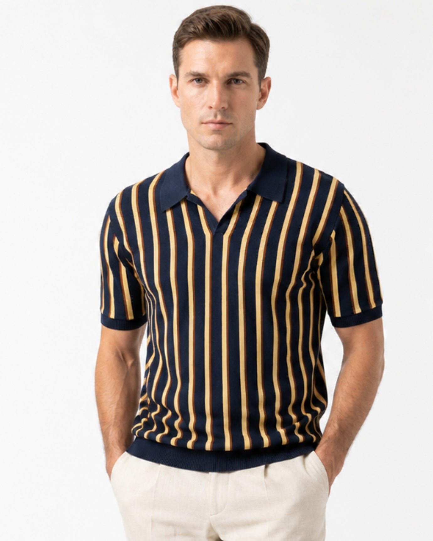 Mykonos Striped Knitted Polo