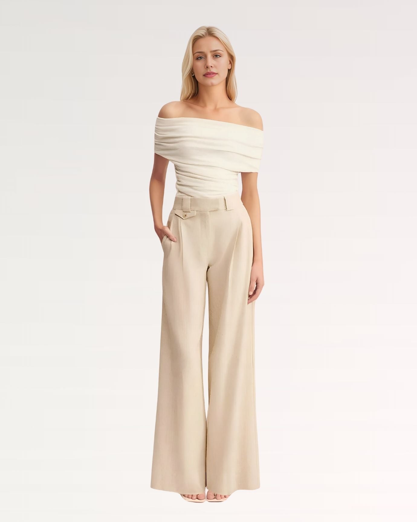 Paris High Waist Trousers off White