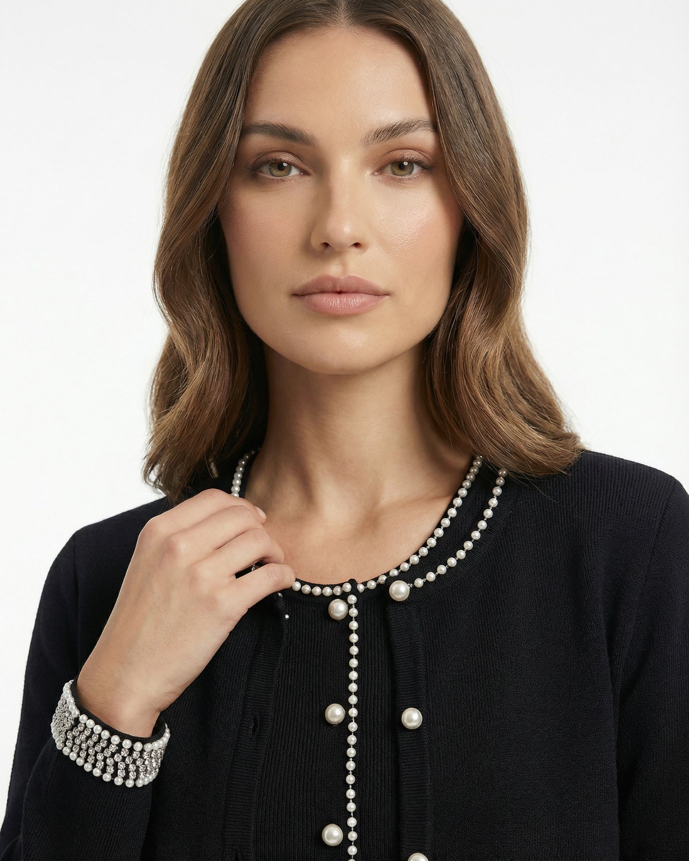 Lina Pearl Stud Knit – Cardigan & Dress Set