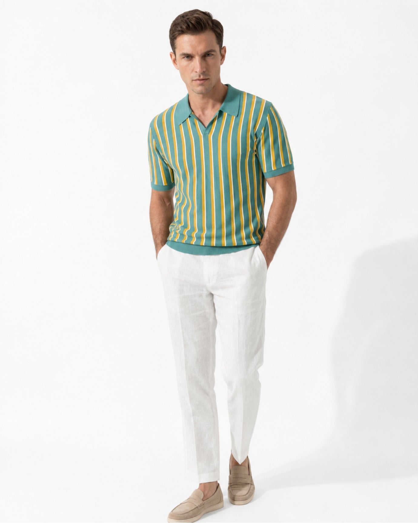 Mykonos Striped Knitted Polo