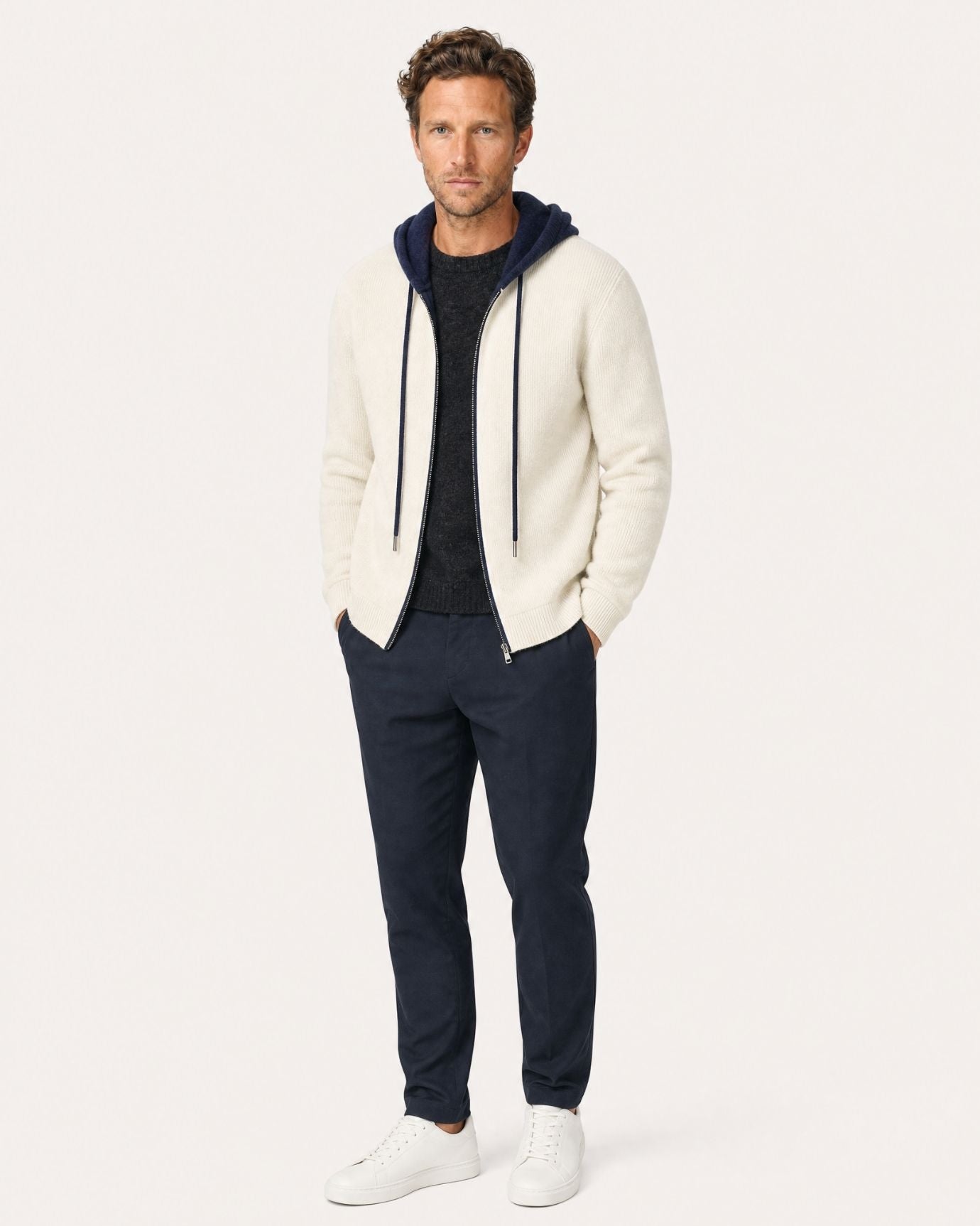 Paris Cashmere Wool Blend Hooded Cardigan