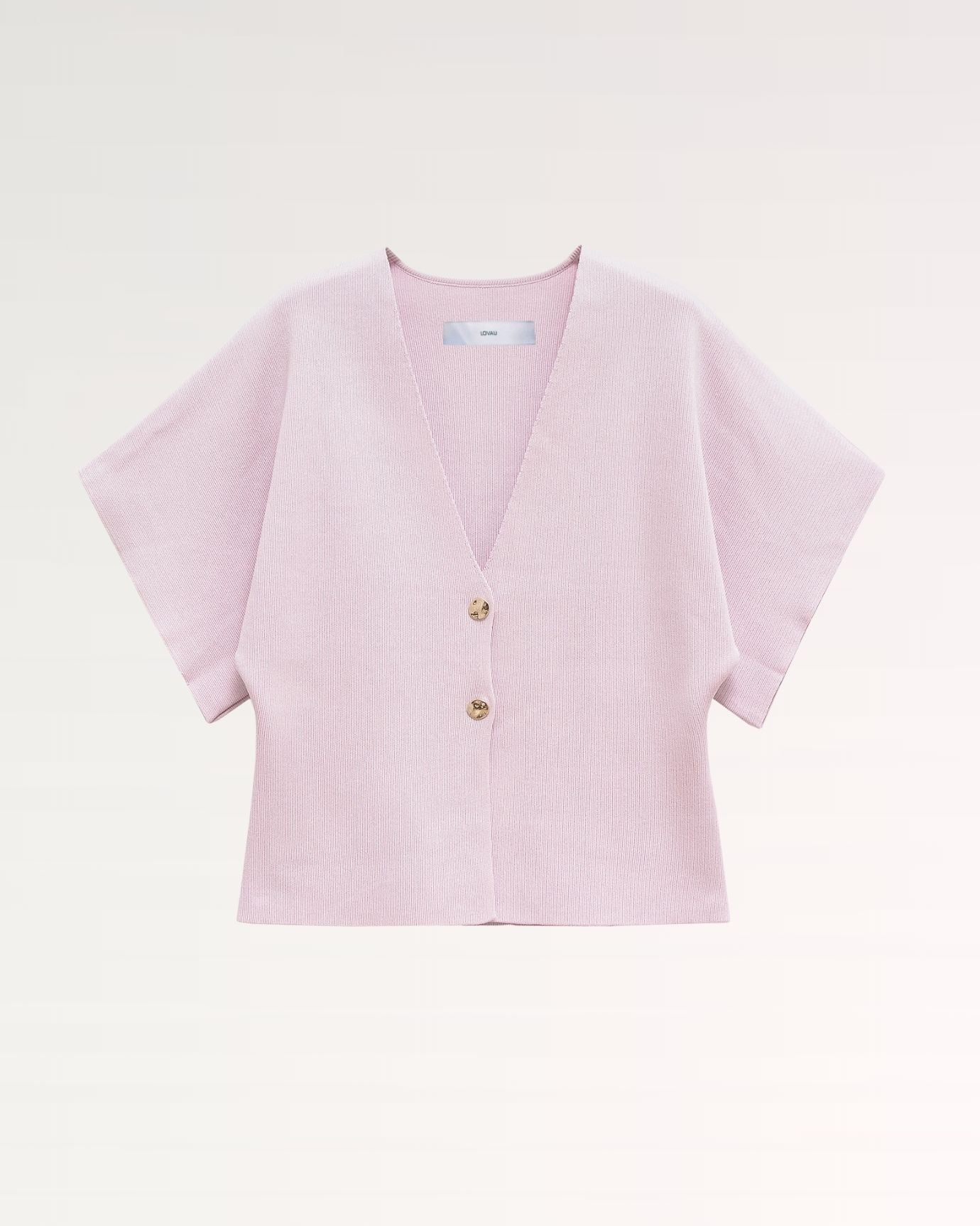 Lovau Basic Short Sleeve Knitted Shirt Pink