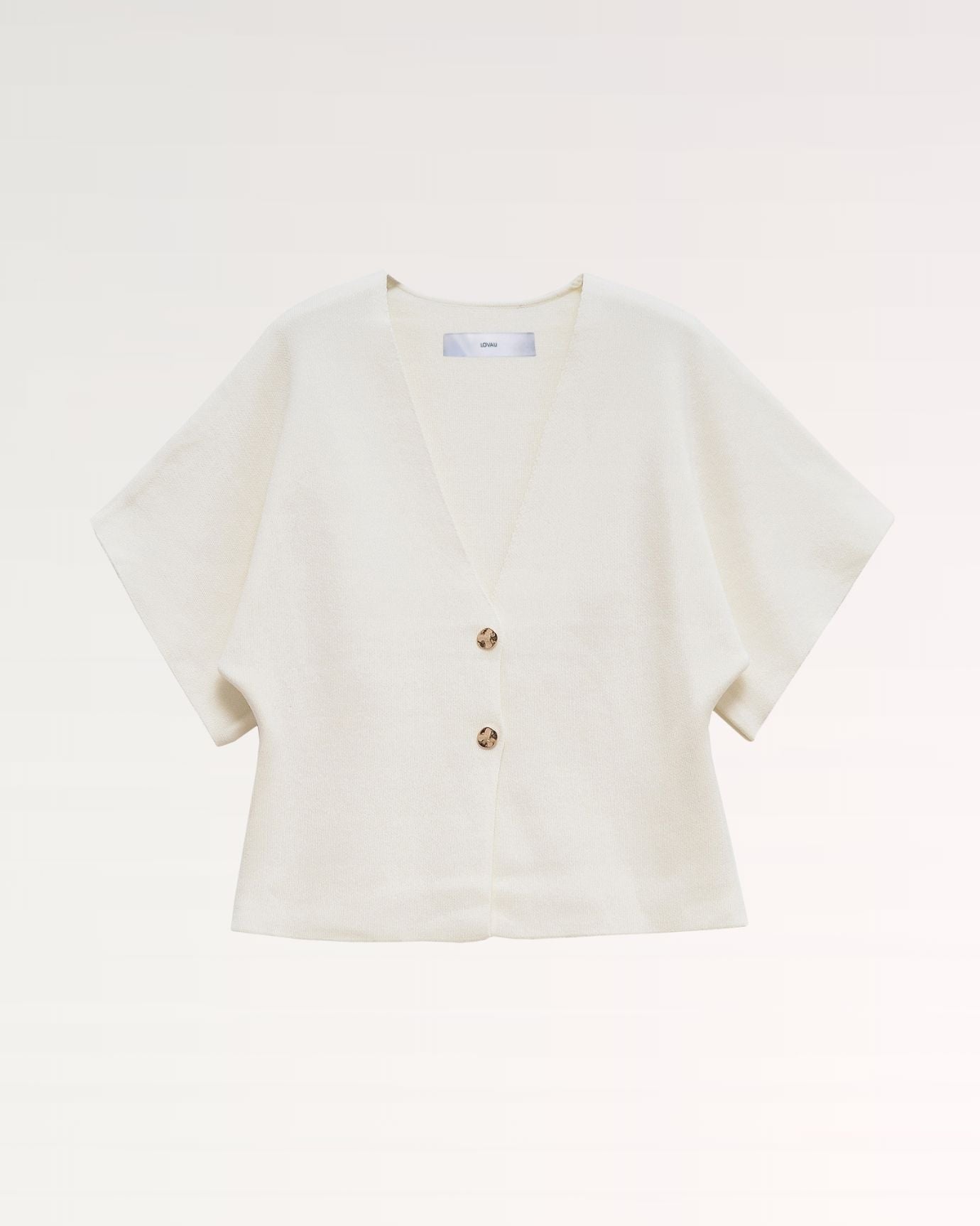 Lovau Basic Short Sleeve Knitted Shirt White