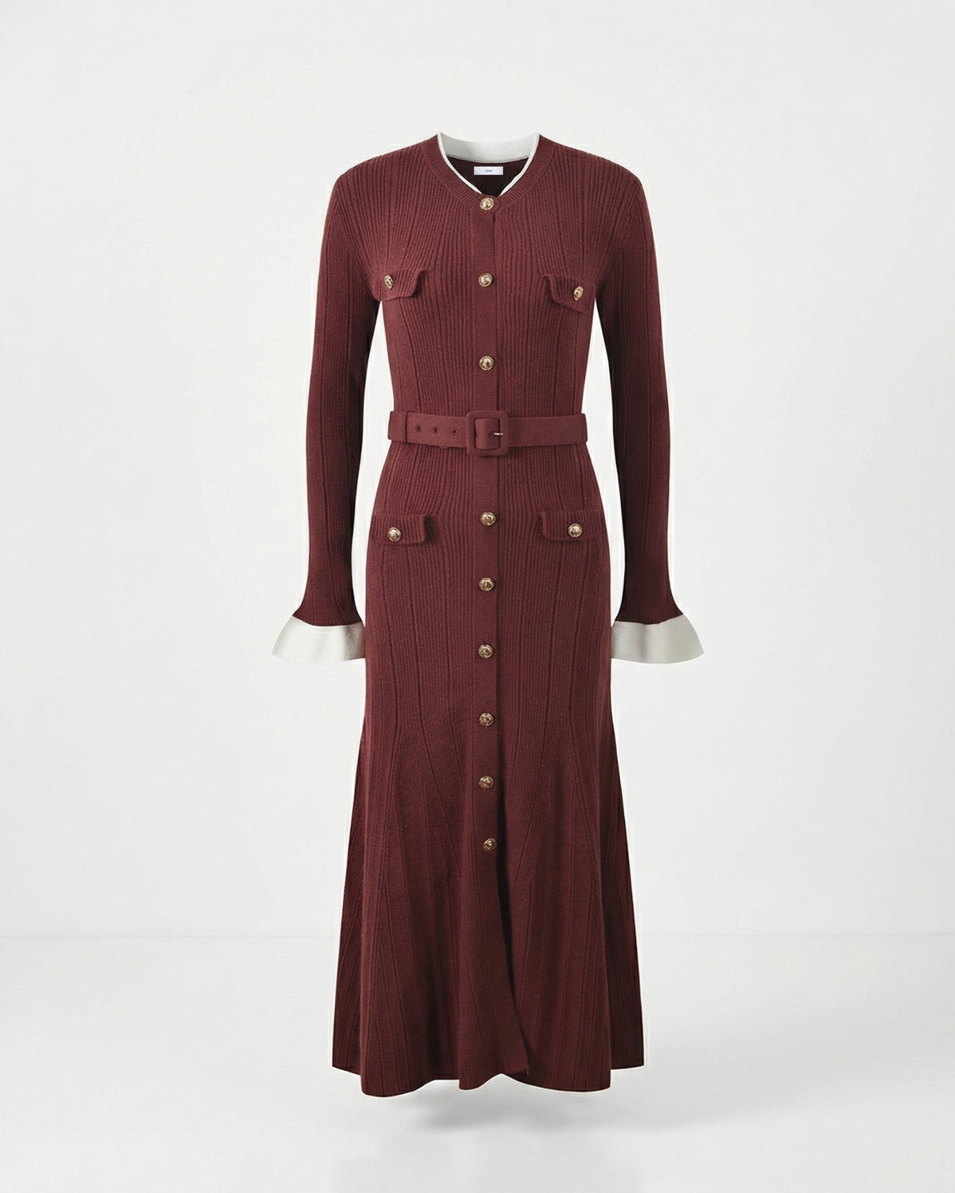 In Paris Style Long-Sleeved Dress with Belt