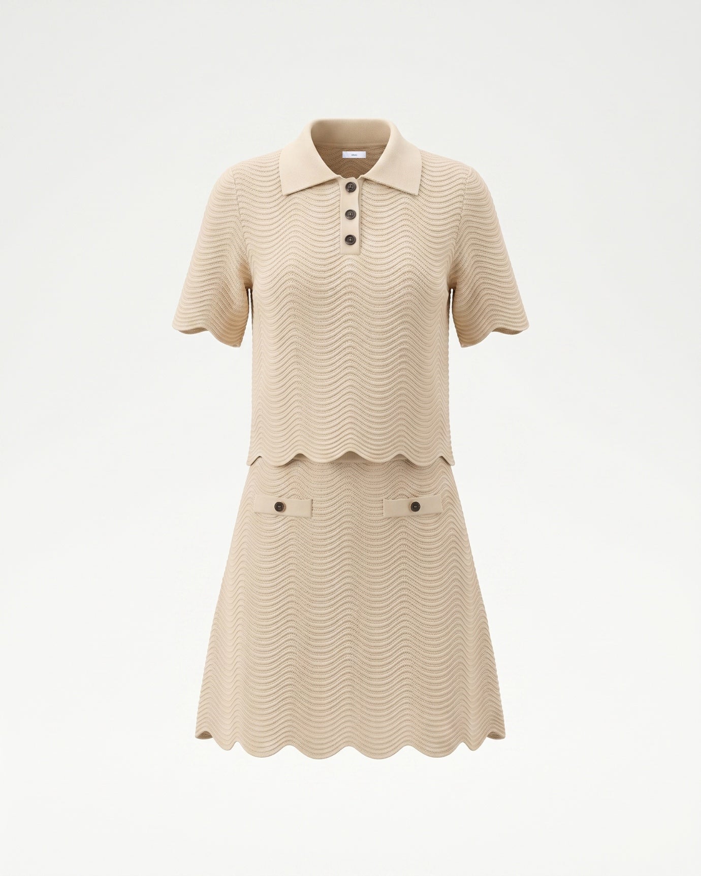 Apricot Set Jacquard Top & Short Skirt