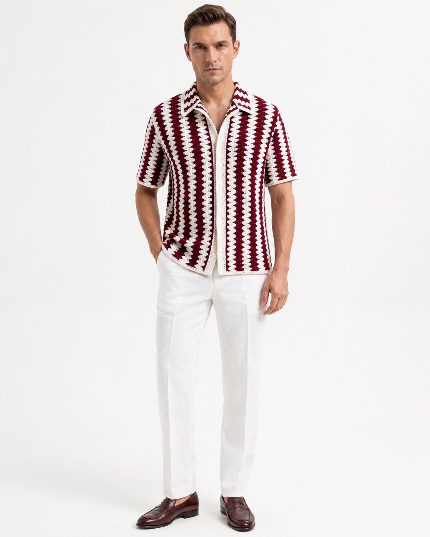 French Retro Striped Knit Polo