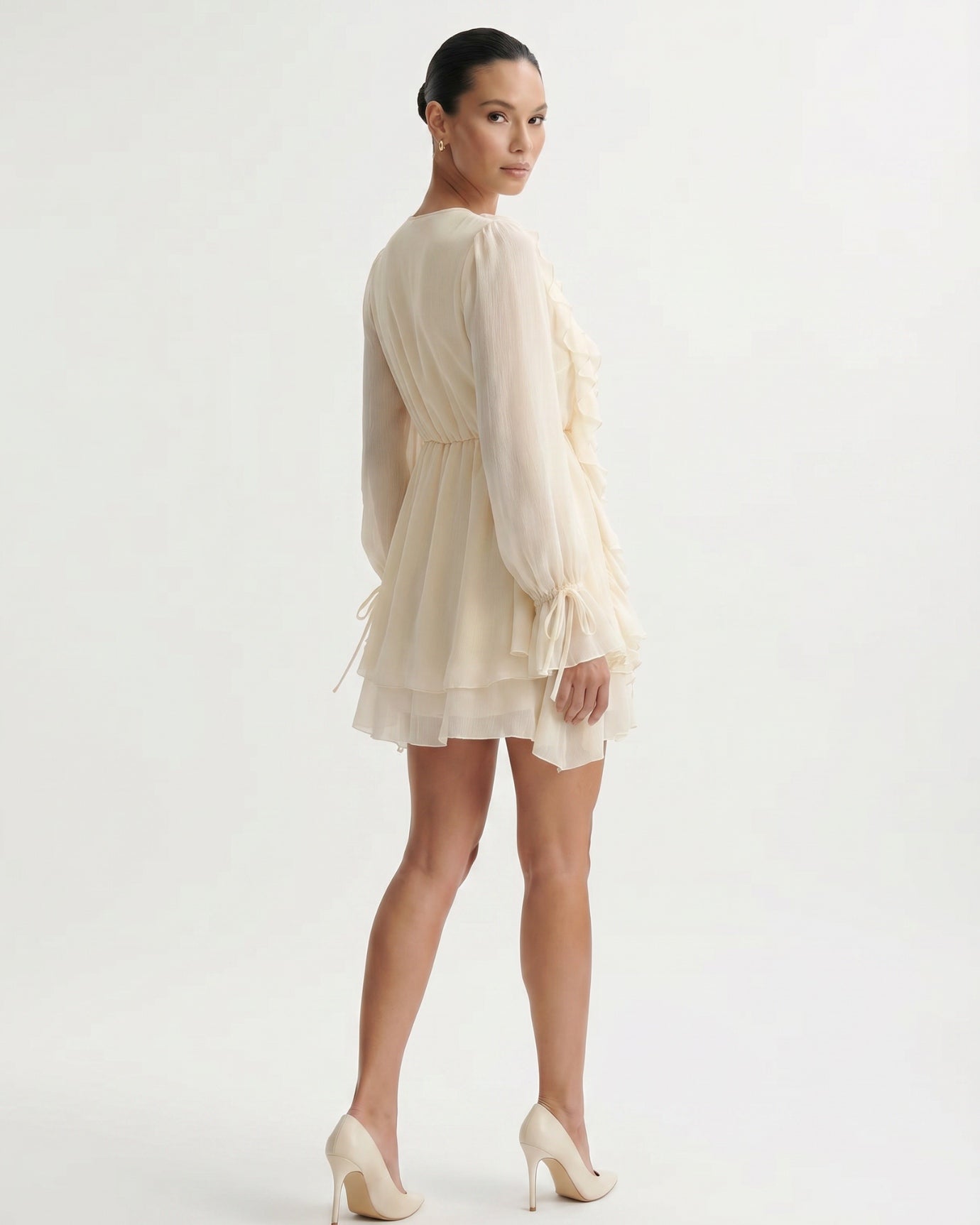 Apricot Ruffled Tie Dress