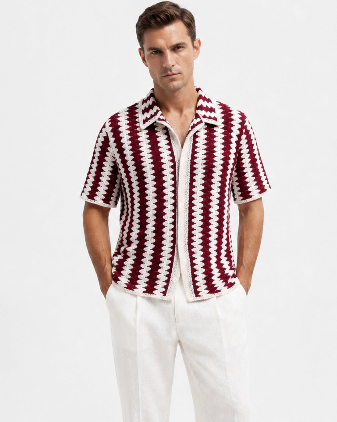 French Retro Striped Knit Polo
