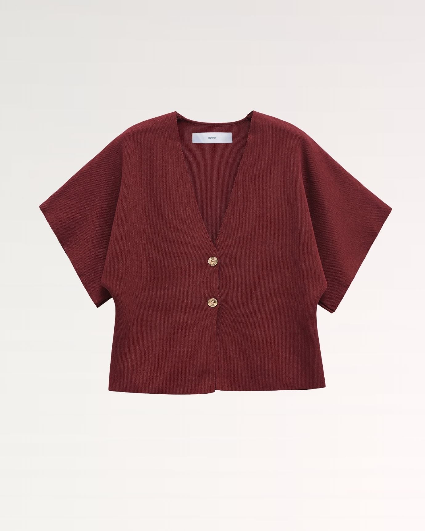 Lovau Basic Short Sleeve Knitted Shirt II Dark Red