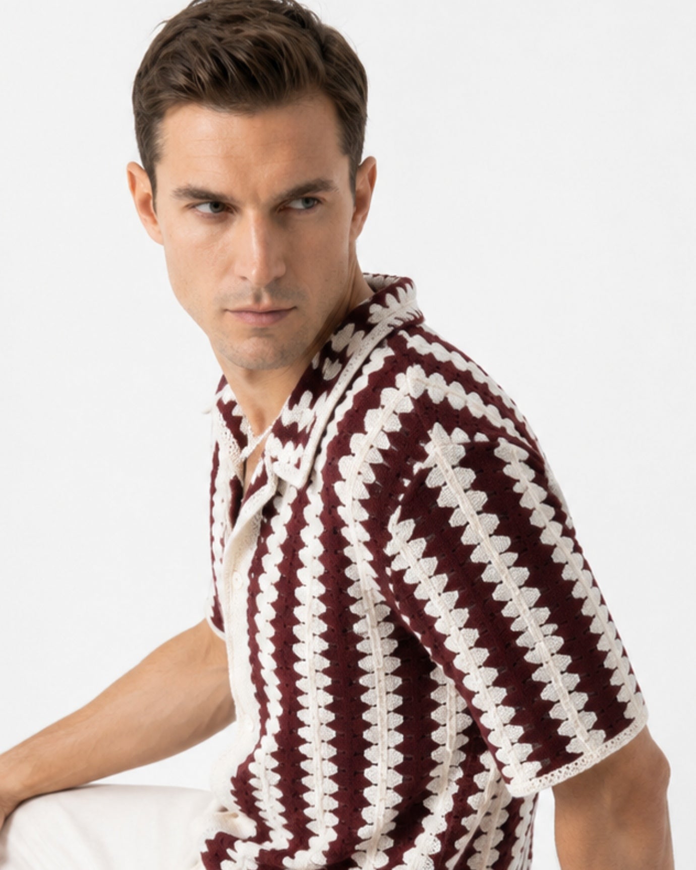 French Retro Striped Knit Polo