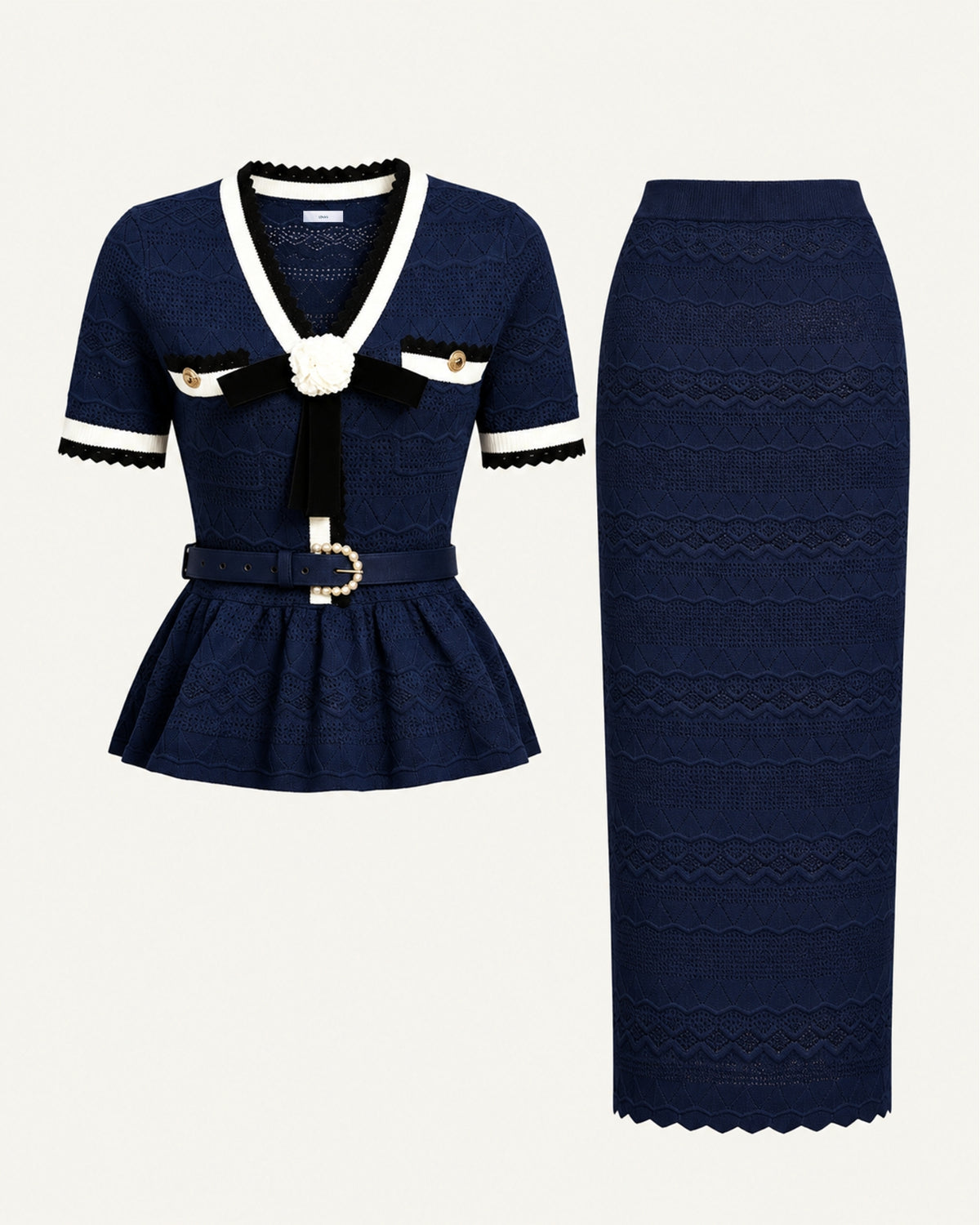 Diva Slim-Fit Knit Crewneck Set Top & Skirt