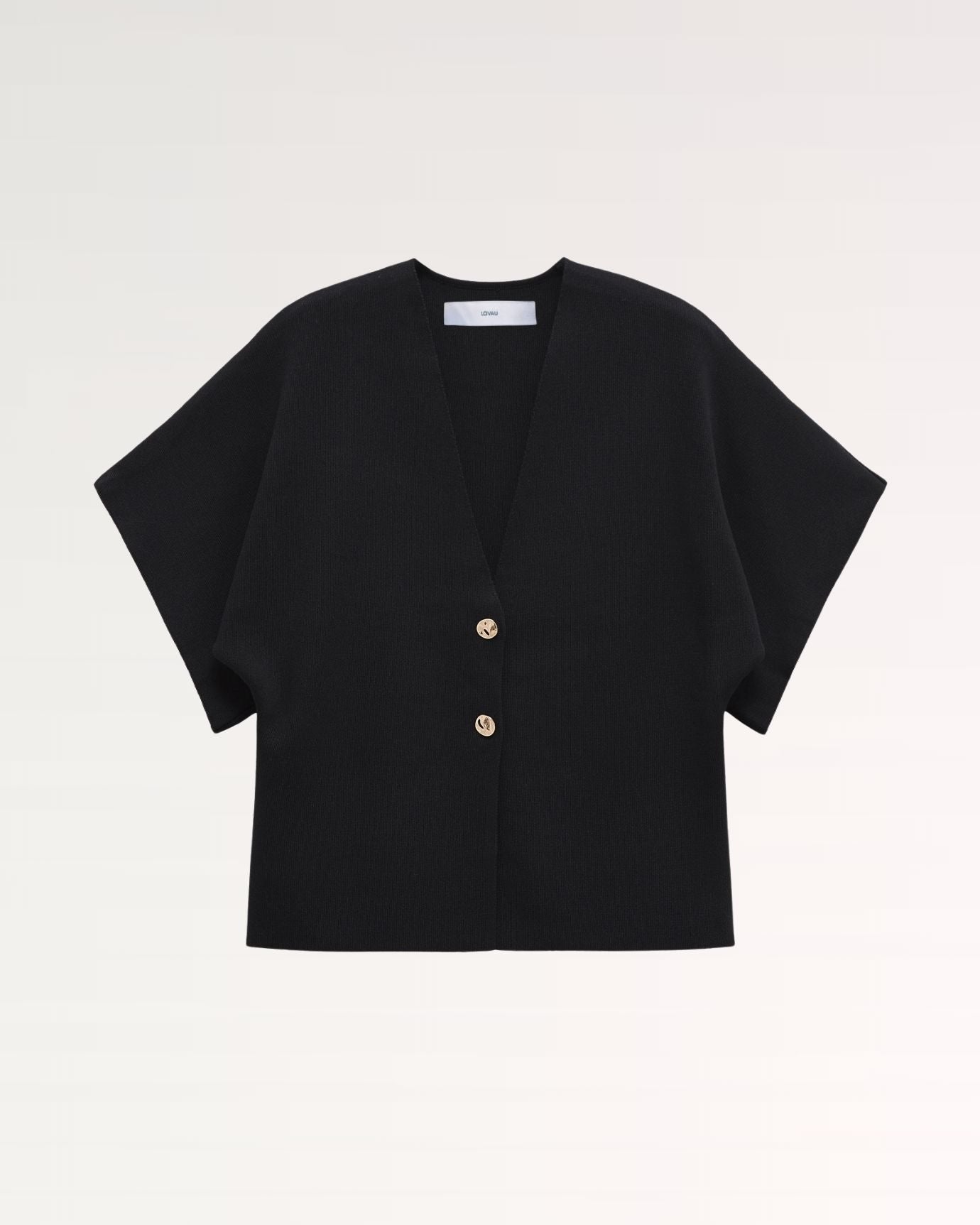 Lovau Basic Short Sleeve Knitted Shirt II Black
