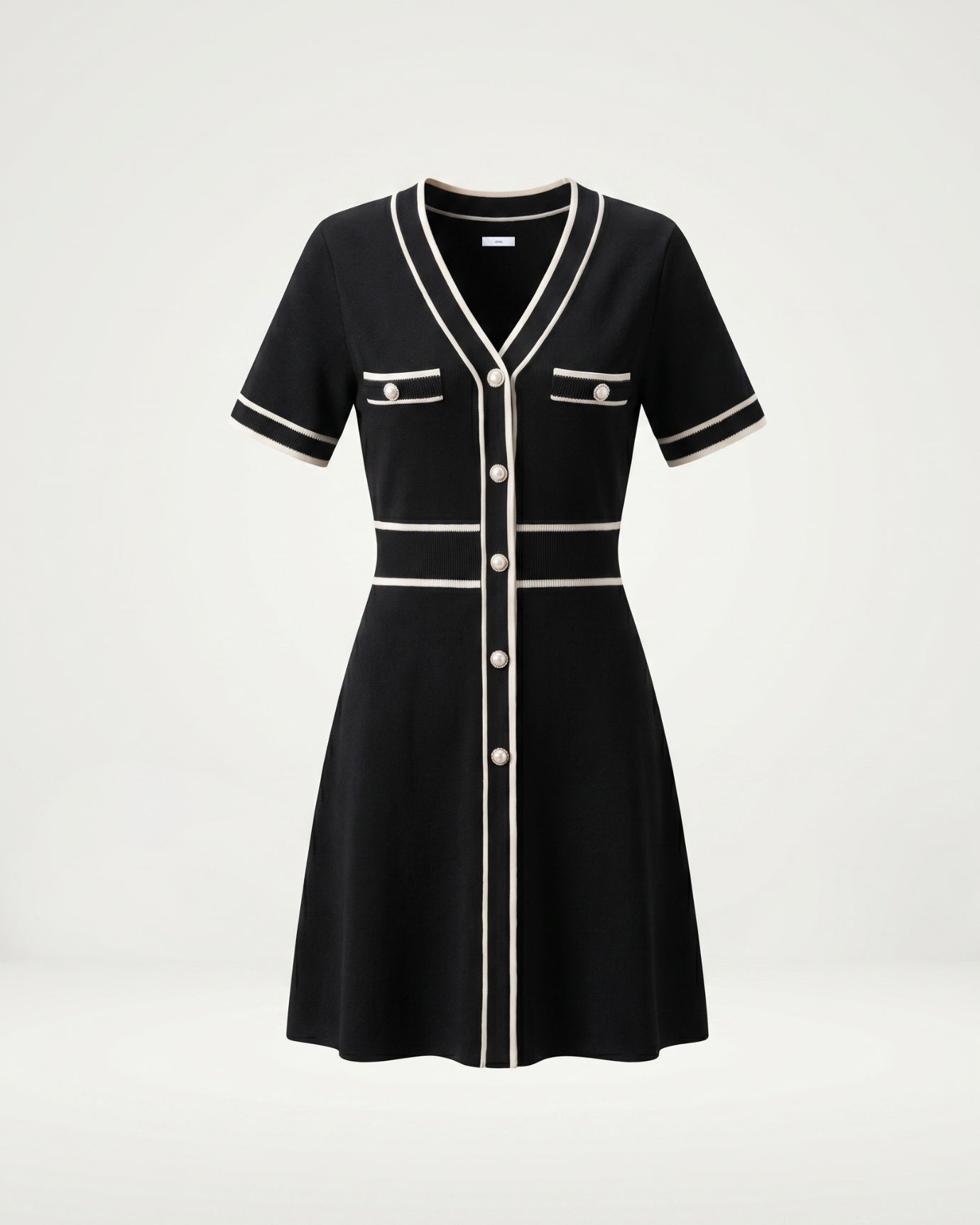 Old Money Black Set Top Shirt & Skirt, Black / S