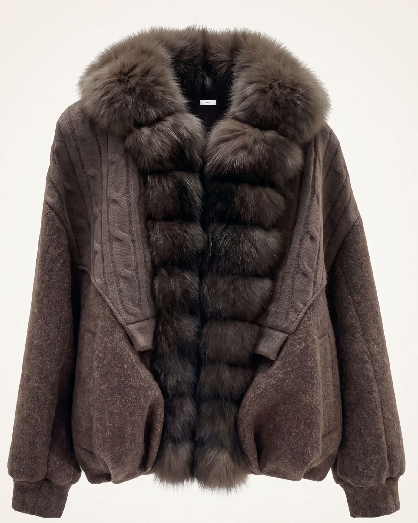 Woolen Knitted Natural Real Fox Fur Collar down Jacket
