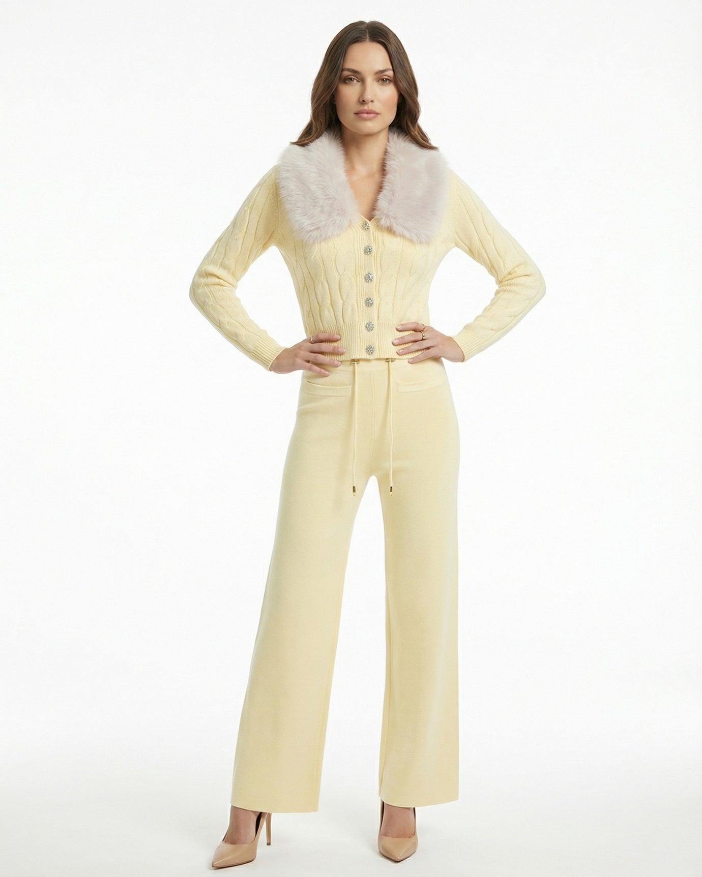 Lera Set Cardigan Fur & Pants