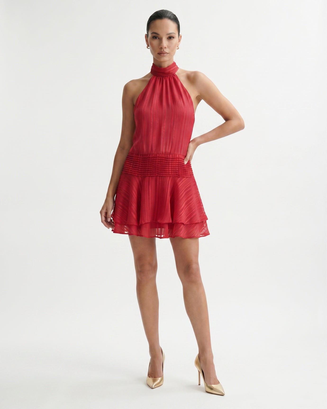 Lina Halter Neck Satin Dress
