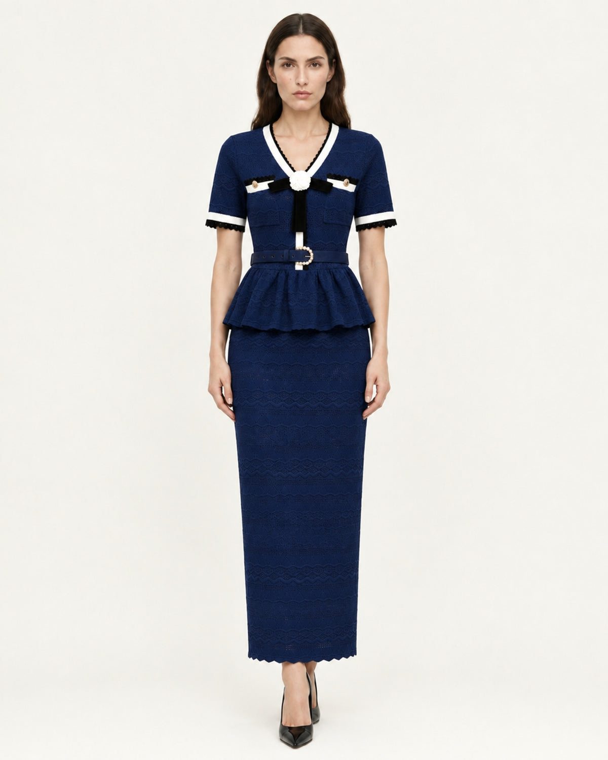 Diva Slim-Fit Knit Crewneck Set Top & Skirt