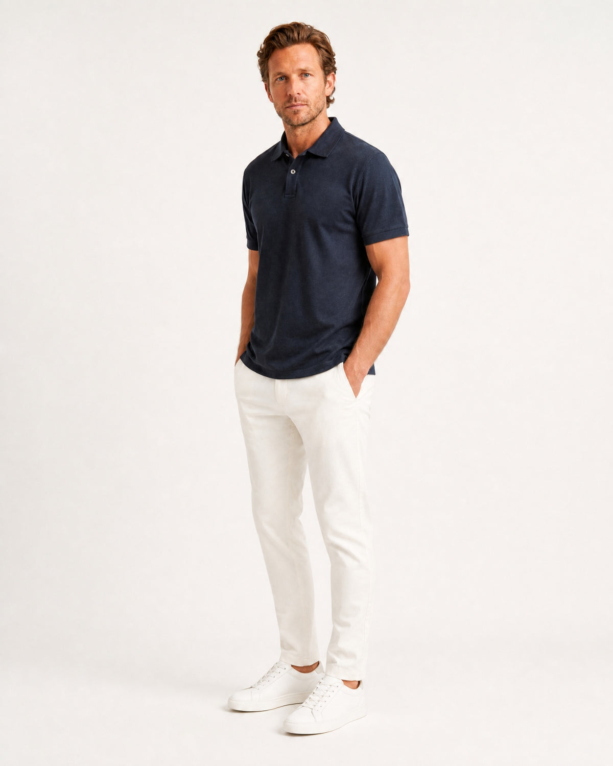 Short-Sleeve Merino Wool Collared Knit Polo