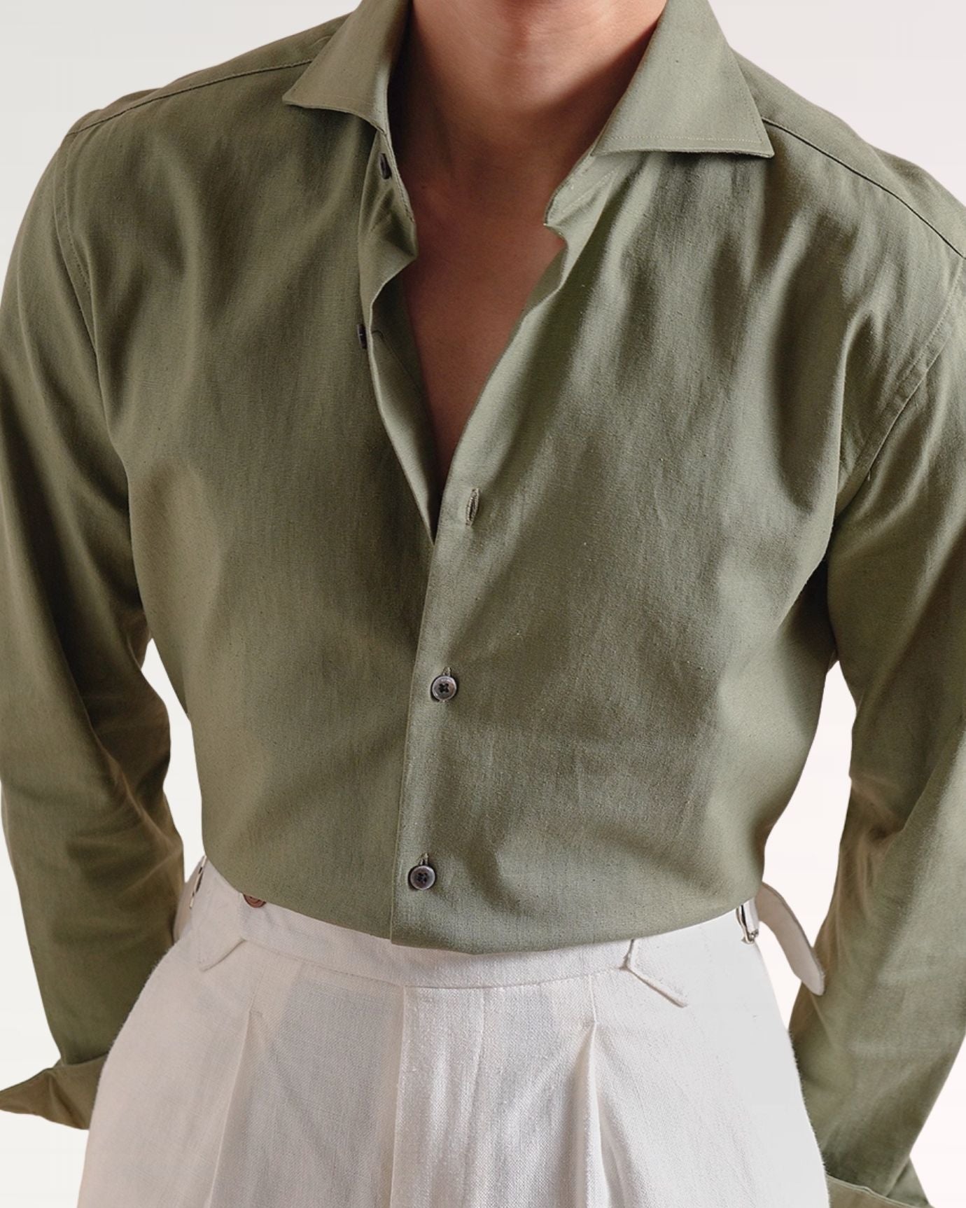 Italian Cotton Linen Shirt Green