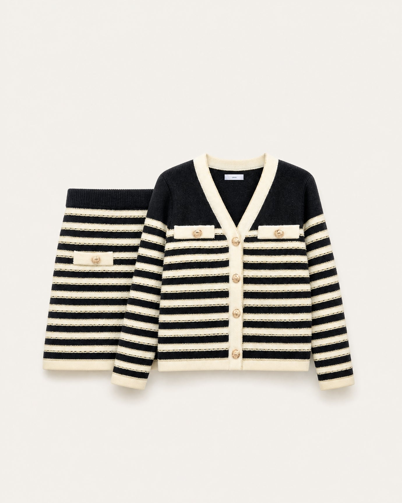 Old Money Style Knit Matching Set Cardigan & Skirt
