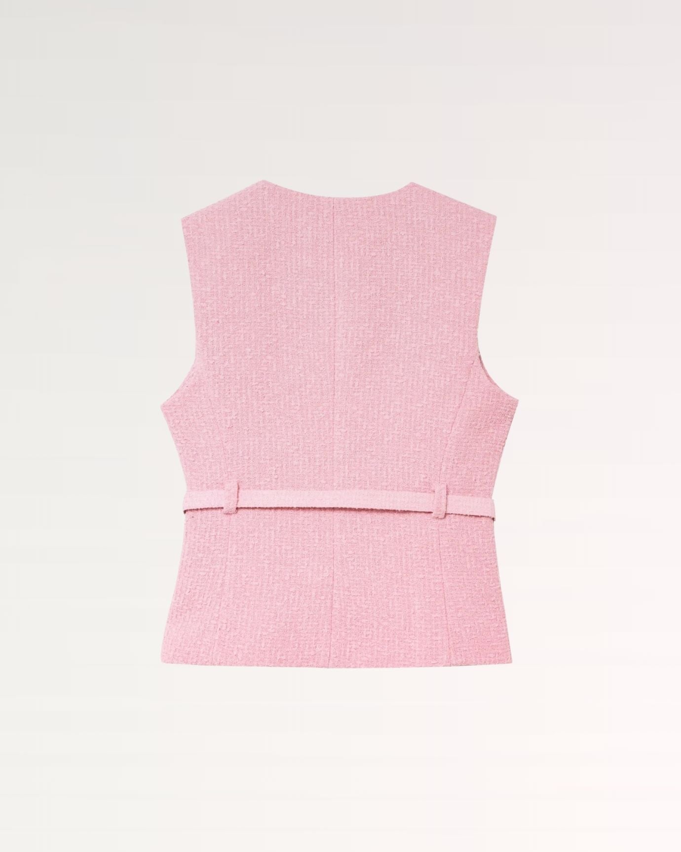 pink crew neck sleeveless vest shirt perfect for layering