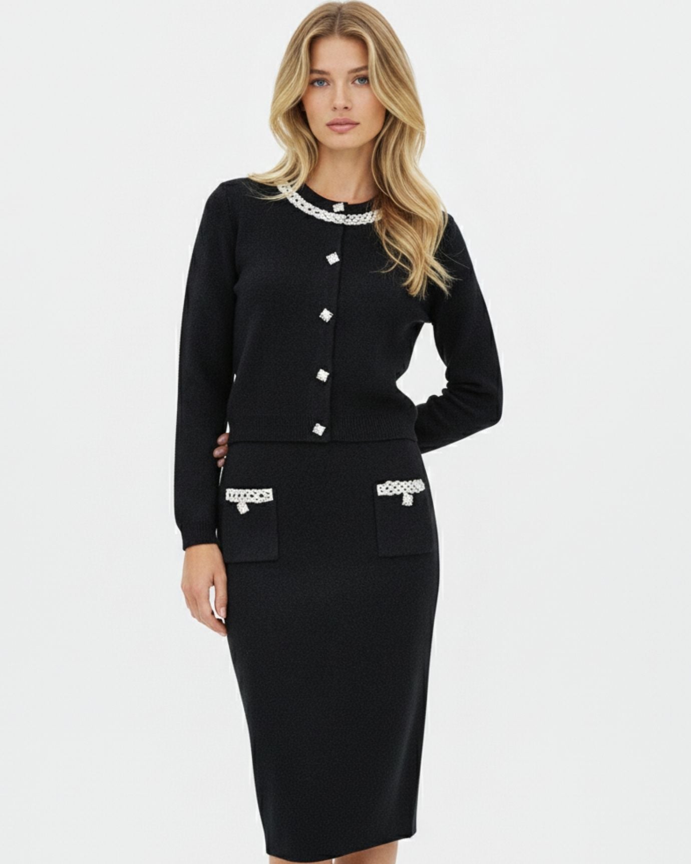 Zira Cardigan & Skirt Wool & Cashmere Knitted Set