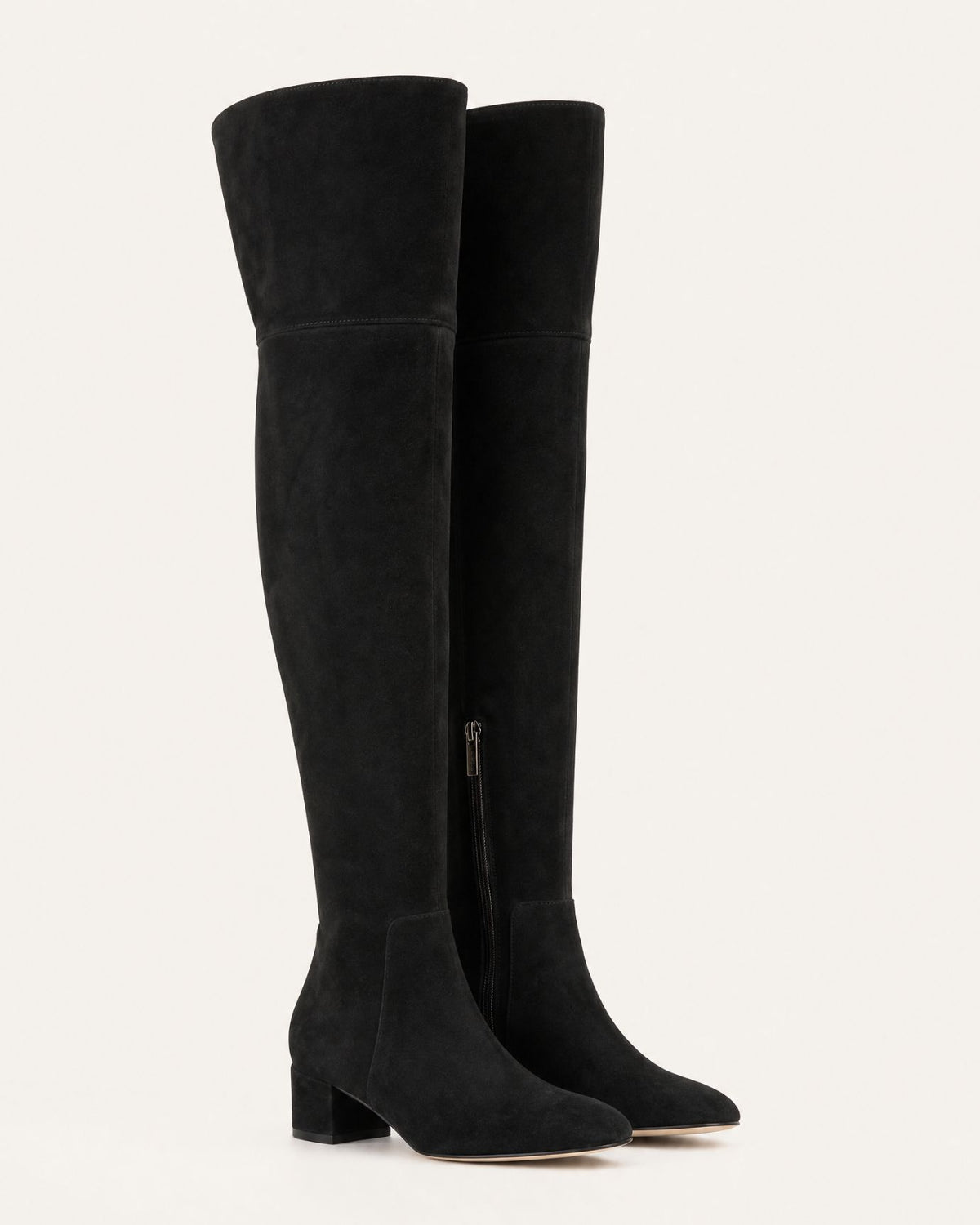 Round-Toe Low-Heel Over-the-Knee Leather Boots